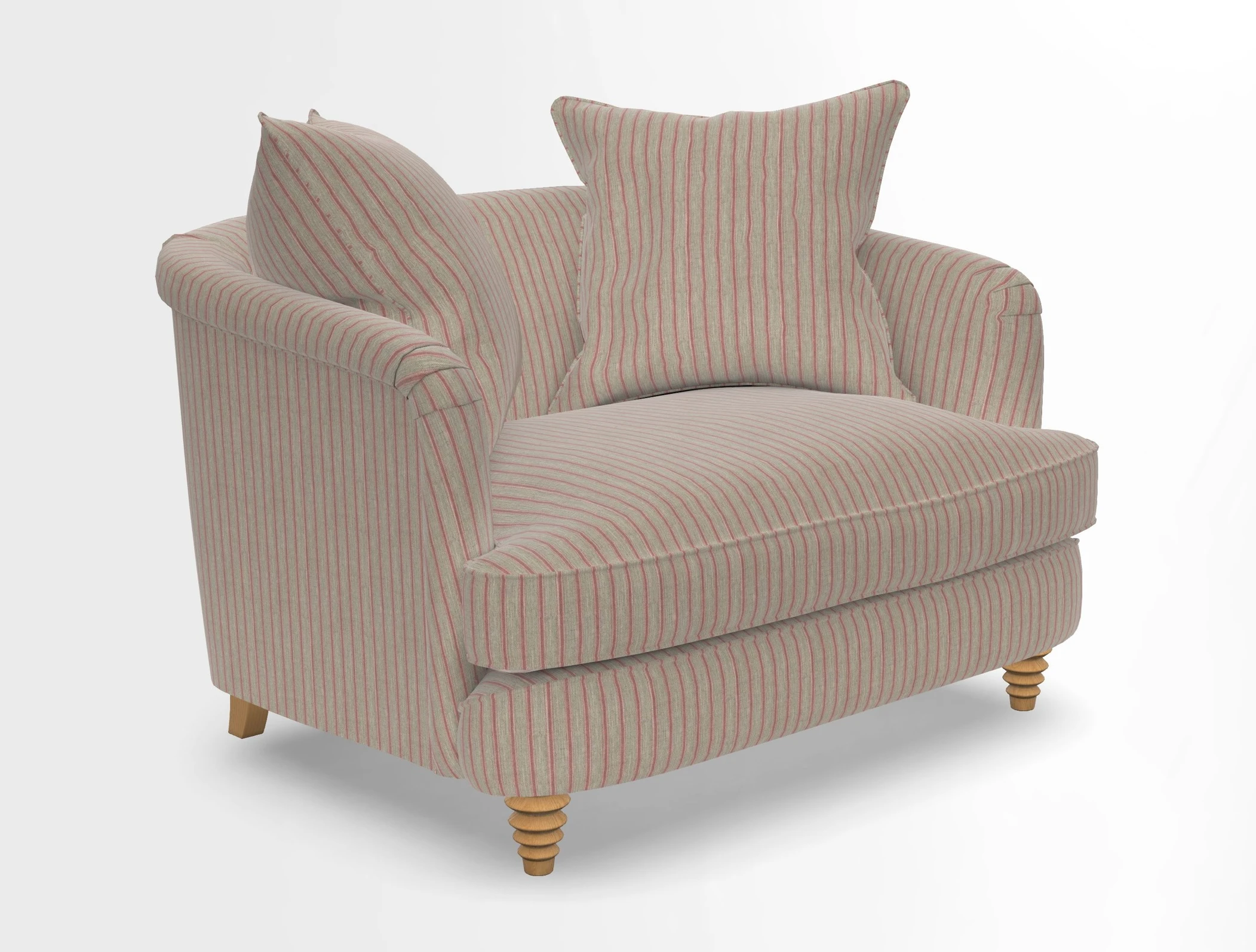 Helmsley Snuggler in V&A Threads of India Opulent Velvets Forest Creatures Hunter piping in Swiss Velvet Olive and scatter in Stockport Stripe Flame