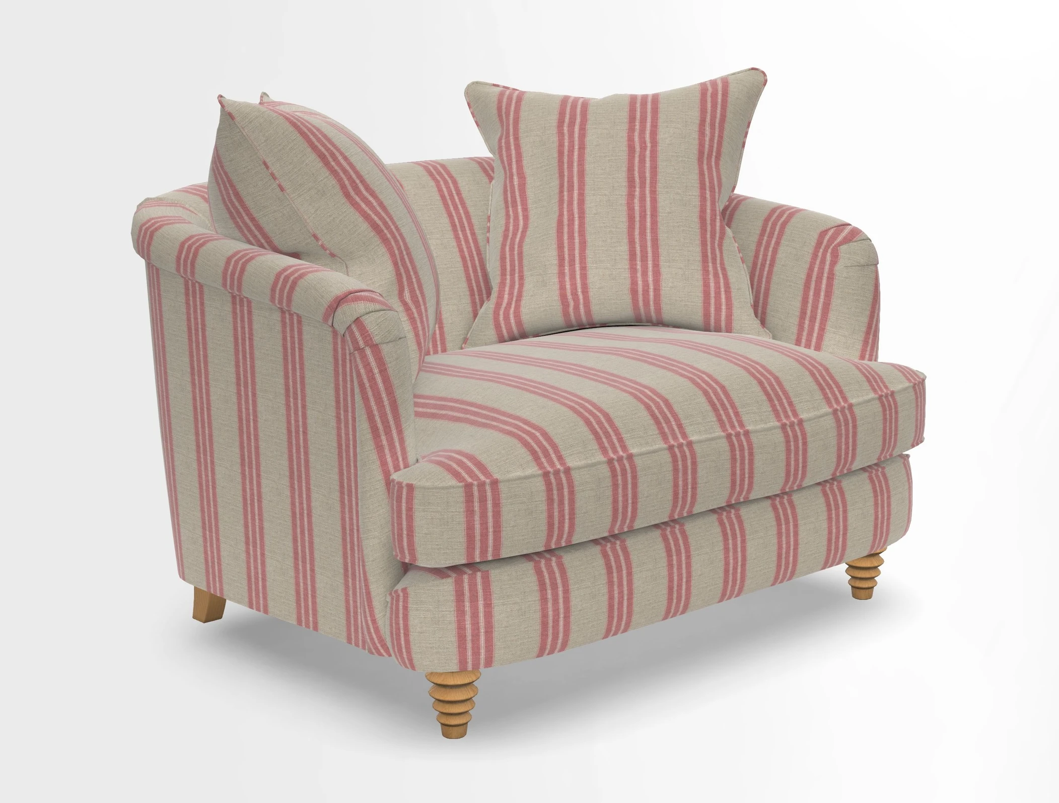 Helmsley Snuggler in V&A Threads of India Opulent Velvets Forest Creatures Hunter piping in Swiss Velvet Olive and scatter in Stockport Stripe Flame