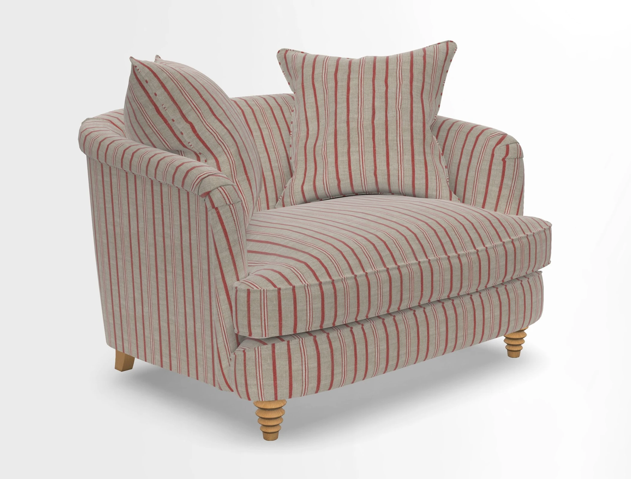 Helmsley Snuggler in V&A Threads of India Opulent Velvets Forest Creatures Hunter piping in Swiss Velvet Olive and scatter in Stockport Stripe Flame