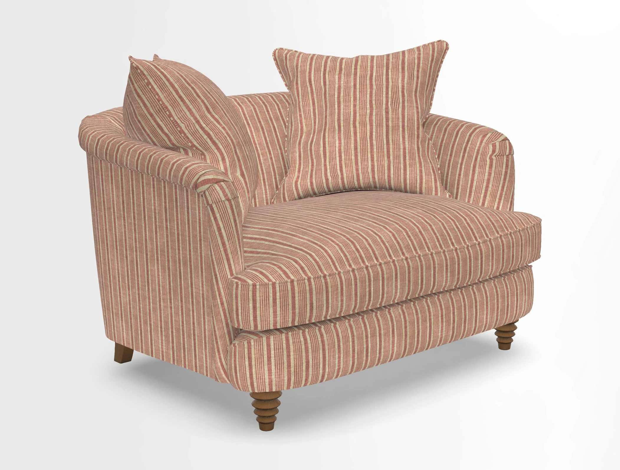 Helmsley Snuggler in V&A Threads of India Opulent Velvets Forest Creatures Hunter piping in Swiss Velvet Olive and scatter in Stockport Stripe Flame