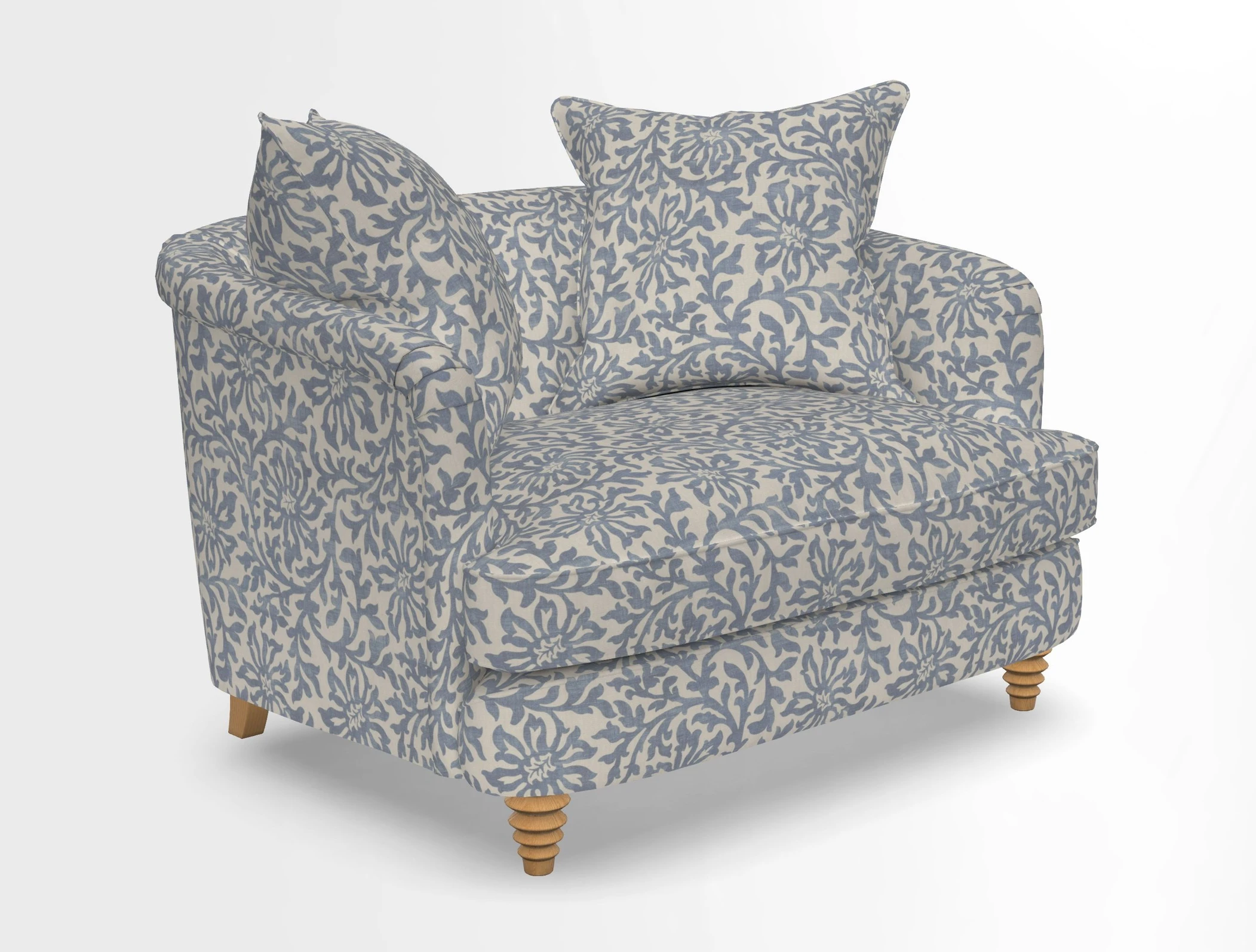 Helmsley Snuggler in V&A Threads of India Opulent Velvets Forest Creatures Hunter piping in Swiss Velvet Olive and scatter in Stockport Stripe Flame