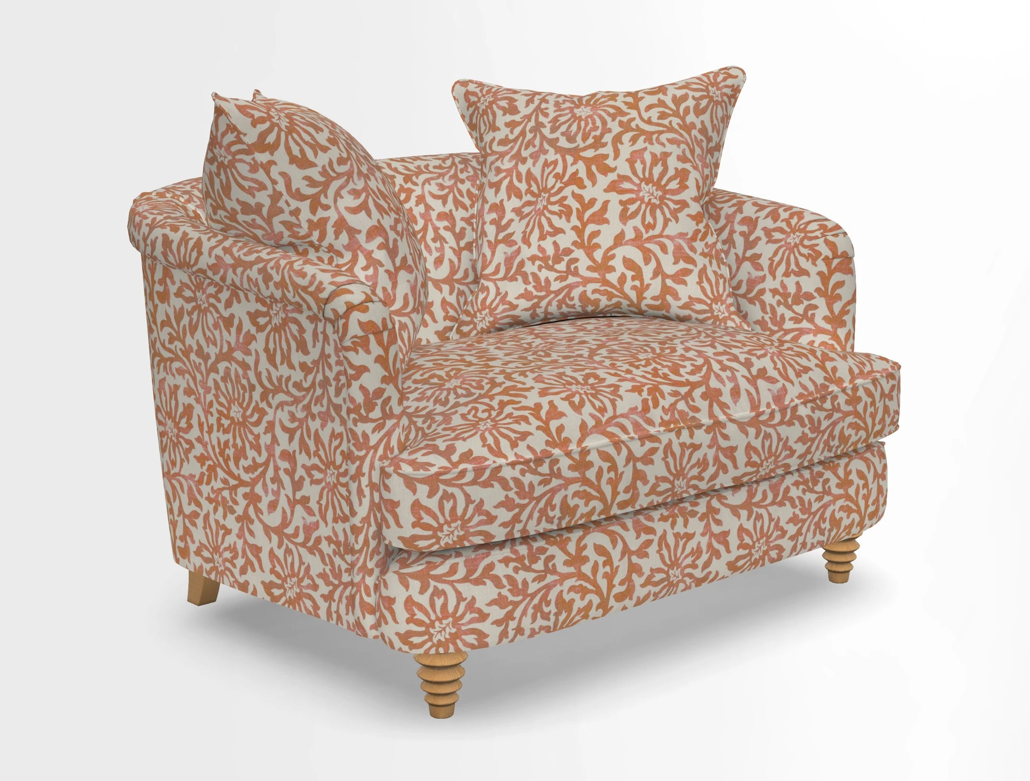 Helmsley Snuggler in V&A Threads of India Opulent Velvets Forest Creatures Hunter piping in Swiss Velvet Olive and scatter in Stockport Stripe Flame