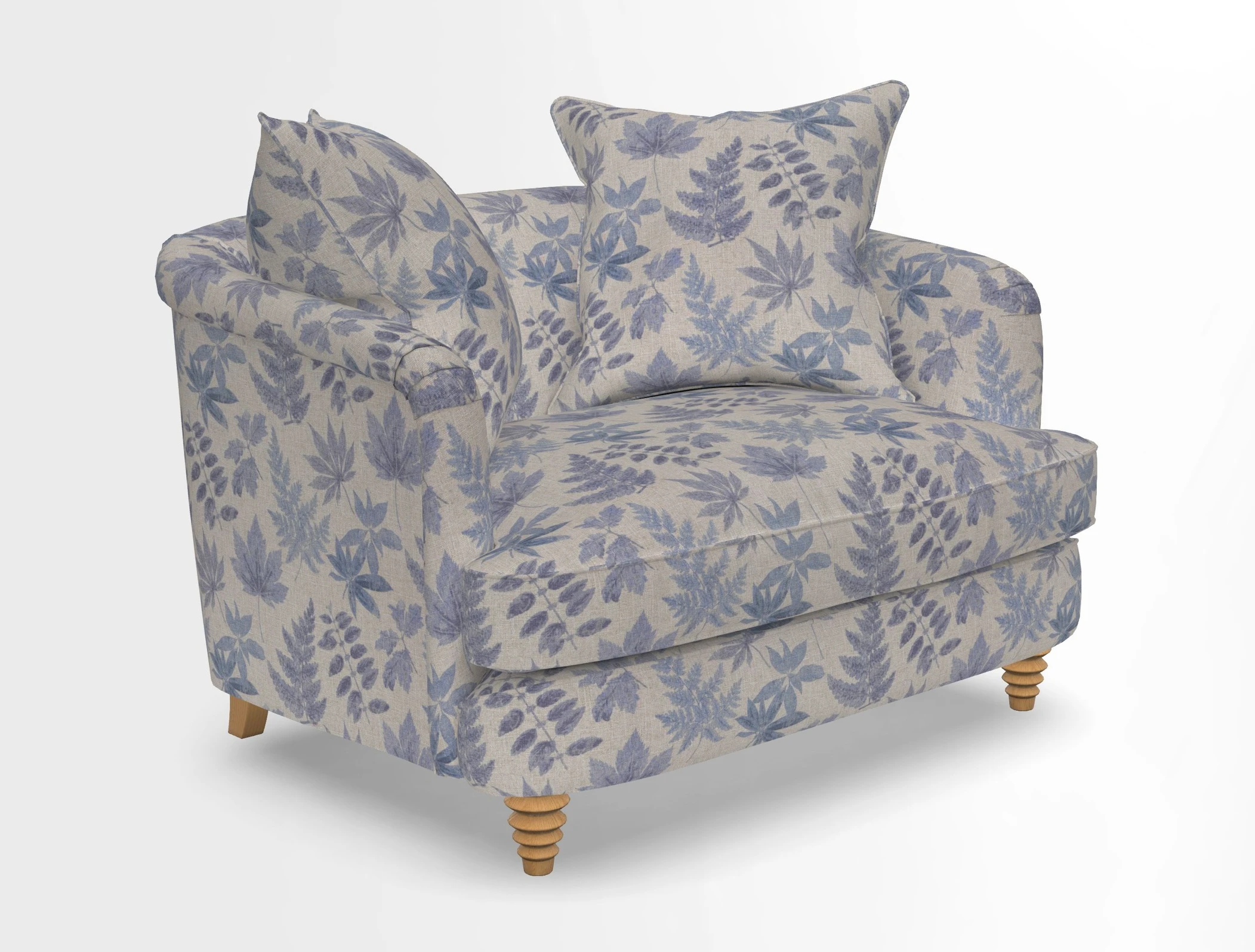 Helmsley Snuggler in V&A Threads of India Opulent Velvets Forest Creatures Hunter piping in Swiss Velvet Olive and scatter in Stockport Stripe Flame