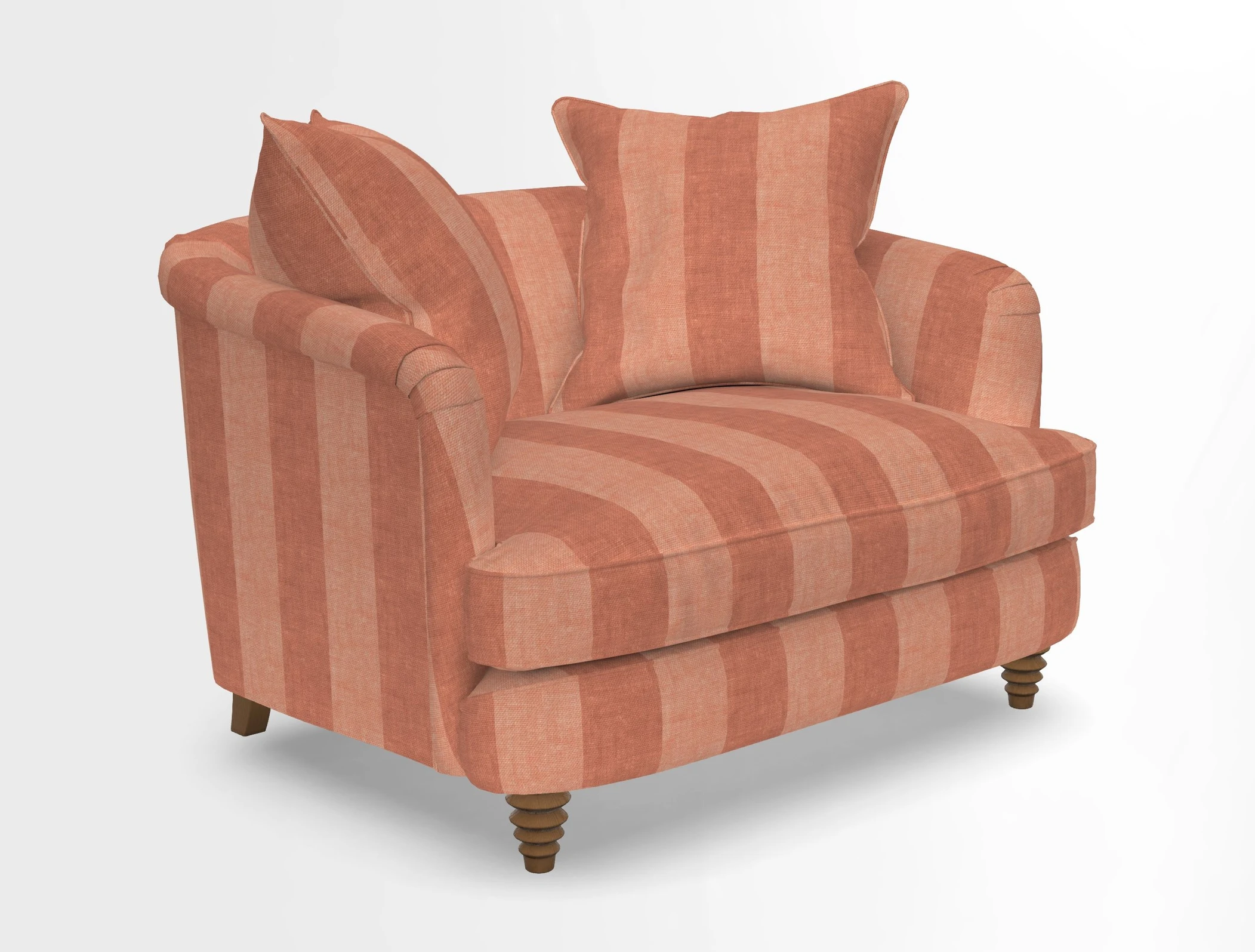 Helmsley Snuggler in V&A Threads of India Opulent Velvets Forest Creatures Hunter piping in Swiss Velvet Olive and scatter in Stockport Stripe Flame
