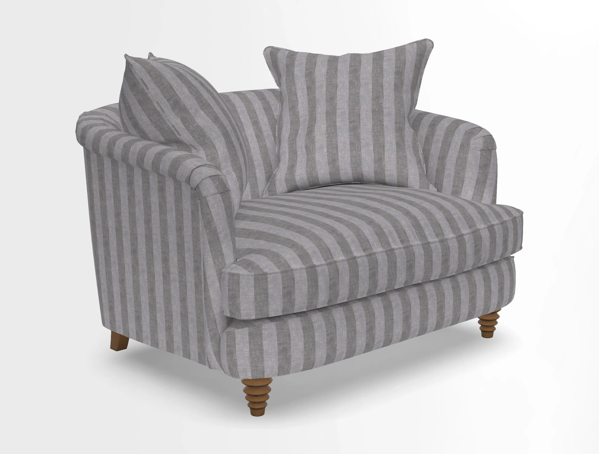 Helmsley Snuggler in V&A Threads of India Opulent Velvets Forest Creatures Hunter piping in Swiss Velvet Olive and scatter in Stockport Stripe Flame