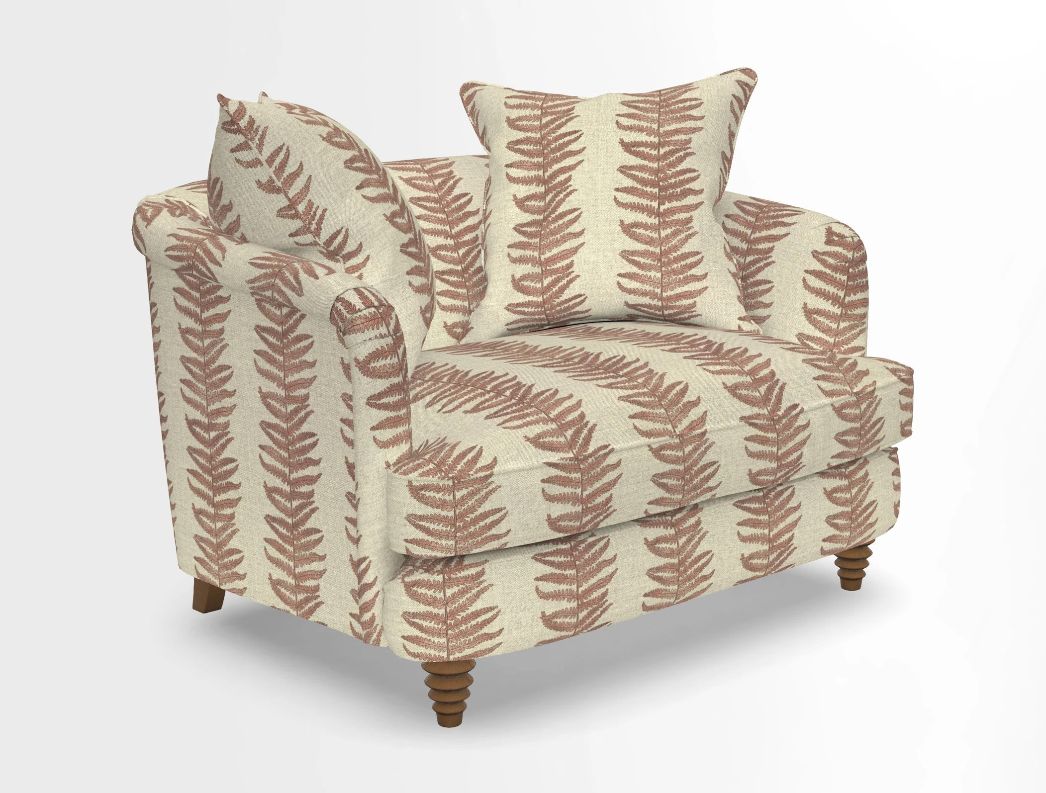 Helmsley Snuggler in V&A Threads of India Opulent Velvets Forest Creatures Hunter piping in Swiss Velvet Olive and scatter in Stockport Stripe Flame