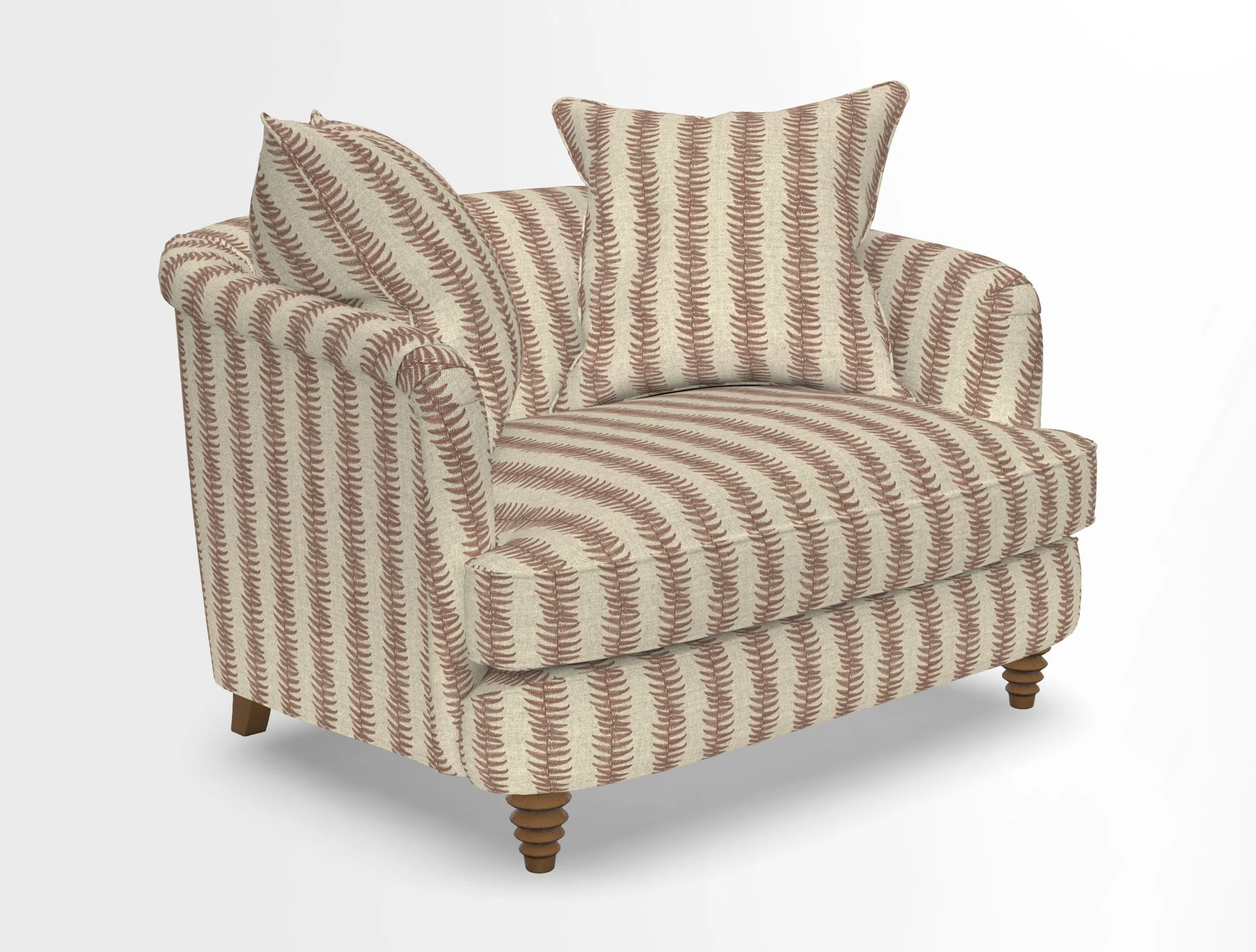 Helmsley Snuggler in V&A Threads of India Opulent Velvets Forest Creatures Hunter piping in Swiss Velvet Olive and scatter in Stockport Stripe Flame
