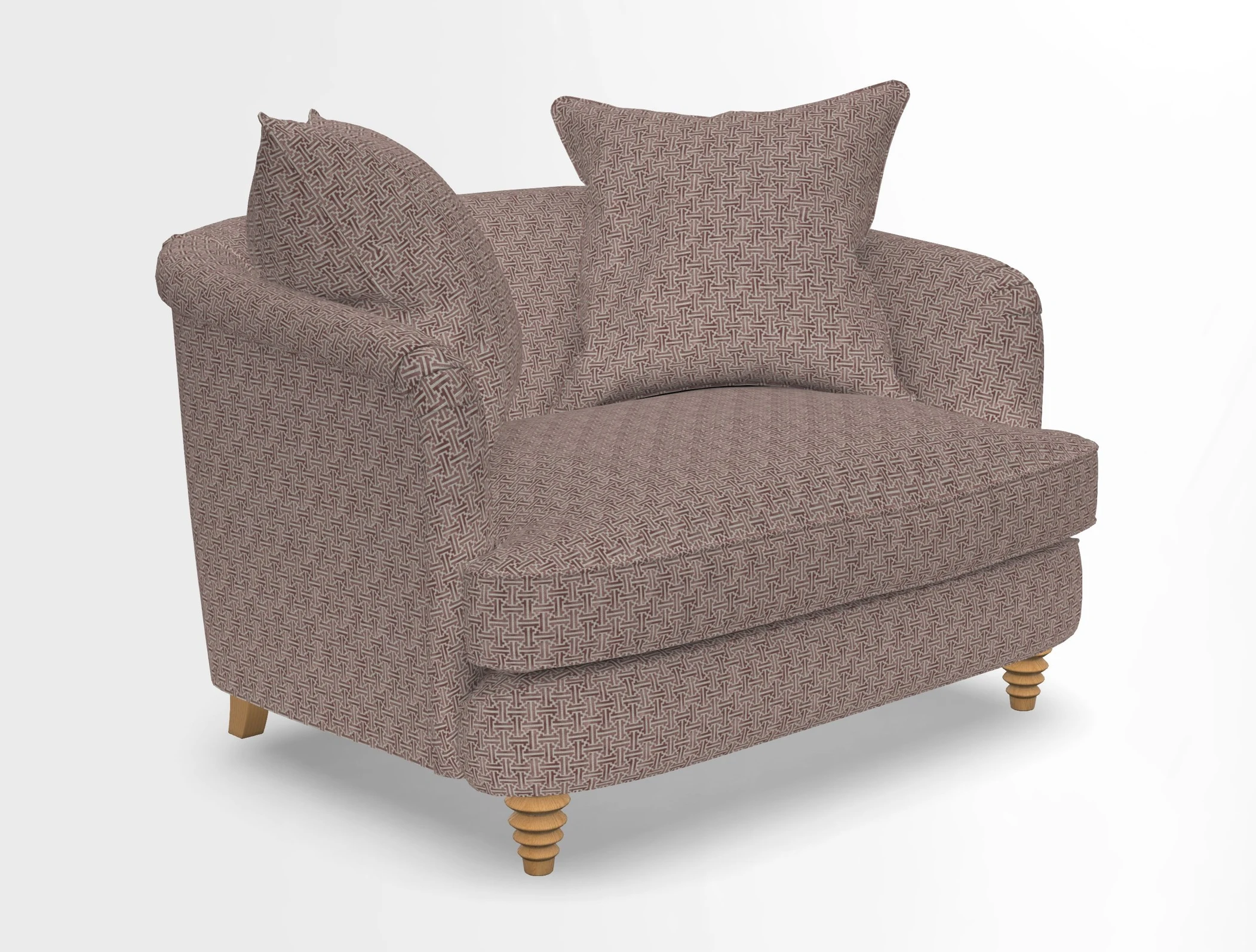 Helmsley Snuggler in V&A Threads of India Opulent Velvets Forest Creatures Hunter piping in Swiss Velvet Olive and scatter in Stockport Stripe Flame
