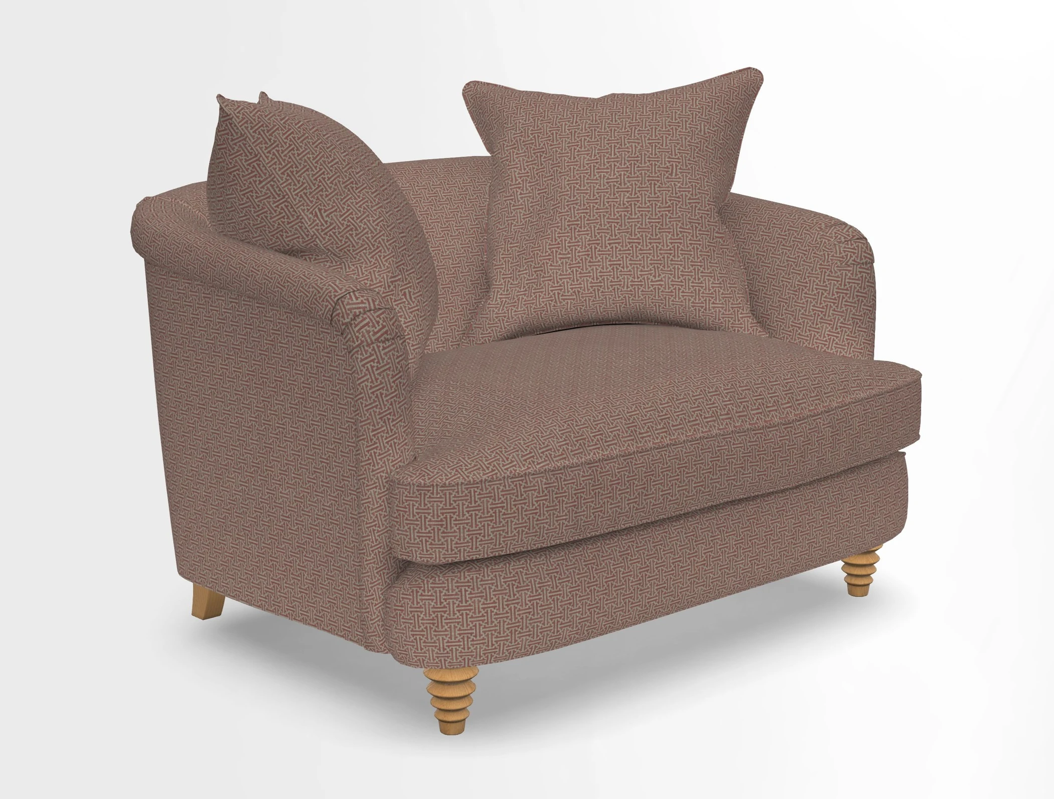 Helmsley Snuggler in V&A Threads of India Opulent Velvets Forest Creatures Hunter piping in Swiss Velvet Olive and scatter in Stockport Stripe Flame