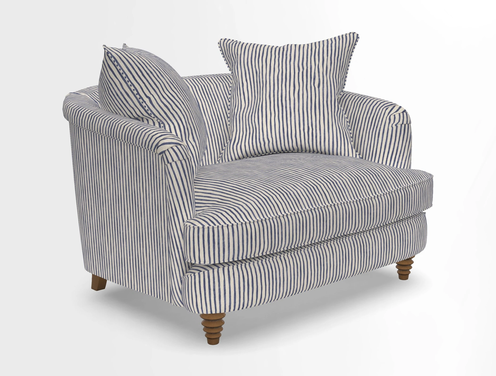 Helmsley Snuggler in V&A Threads of India Opulent Velvets Forest Creatures Hunter piping in Swiss Velvet Olive and scatter in Stockport Stripe Flame