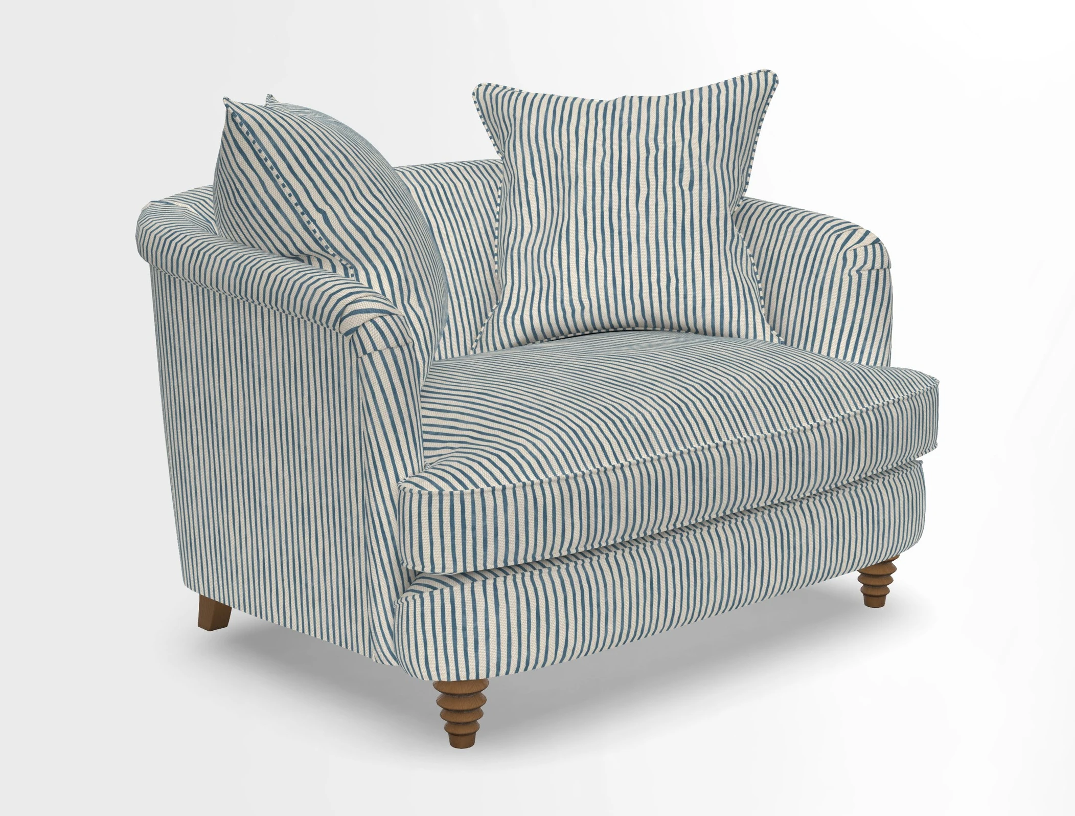 Helmsley Snuggler in V&A Threads of India Opulent Velvets Forest Creatures Hunter piping in Swiss Velvet Olive and scatter in Stockport Stripe Flame