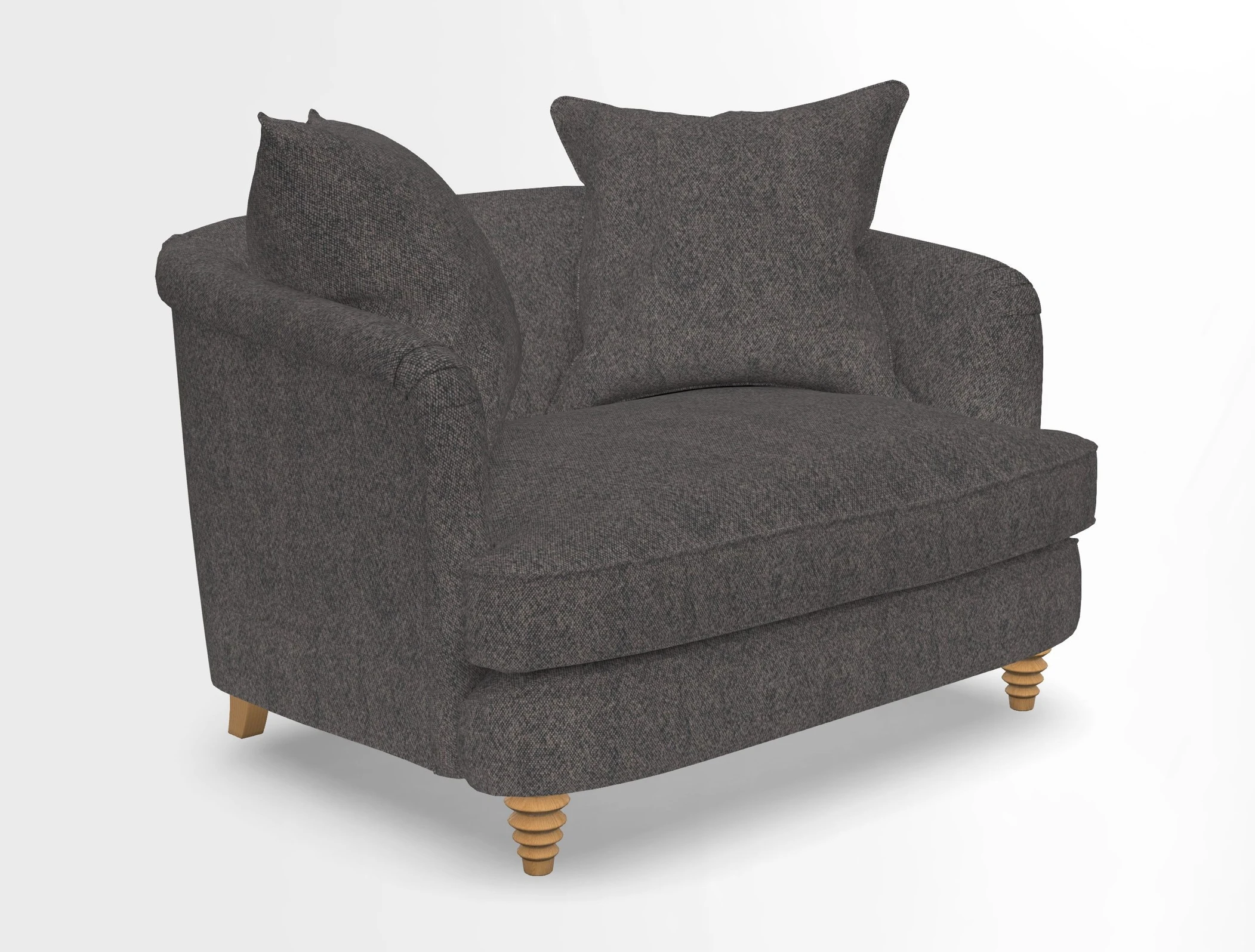 Helmsley Snuggler in V&A Threads of India Opulent Velvets Forest Creatures Hunter piping in Swiss Velvet Olive and scatter in Stockport Stripe Flame