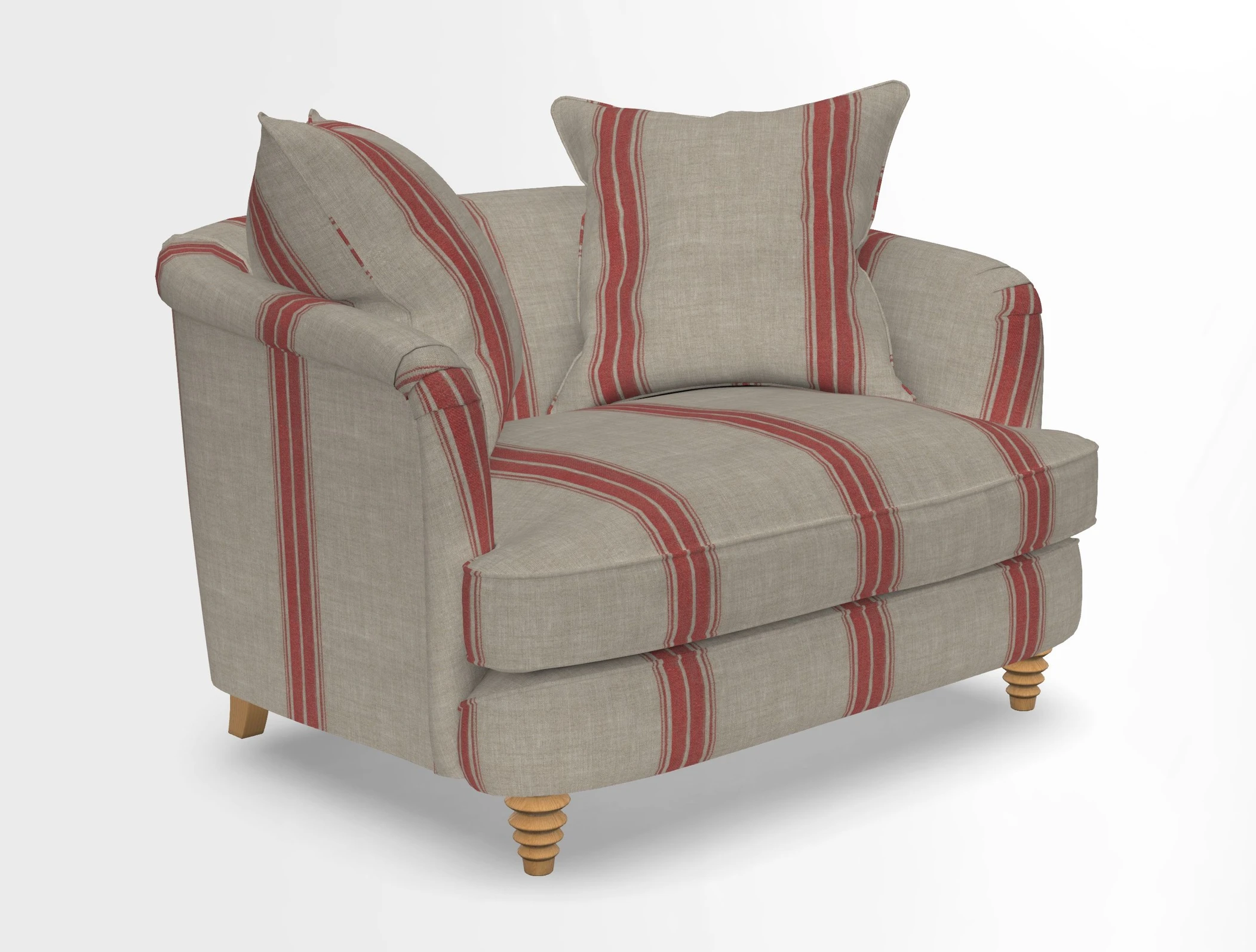 Helmsley Snuggler in V&A Threads of India Opulent Velvets Forest Creatures Hunter piping in Swiss Velvet Olive and scatter in Stockport Stripe Flame