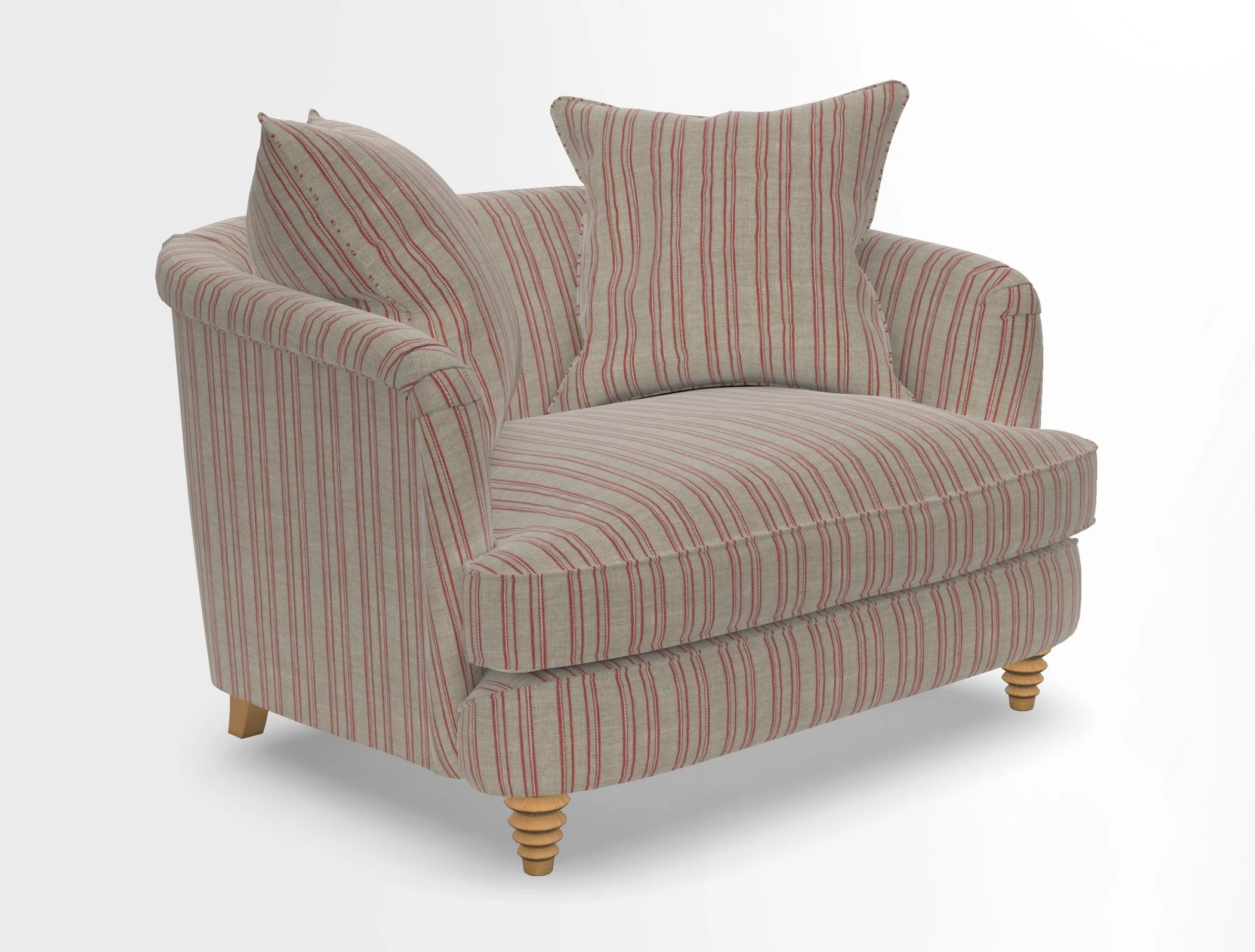 Helmsley Snuggler in V&A Threads of India Opulent Velvets Forest Creatures Hunter piping in Swiss Velvet Olive and scatter in Stockport Stripe Flame