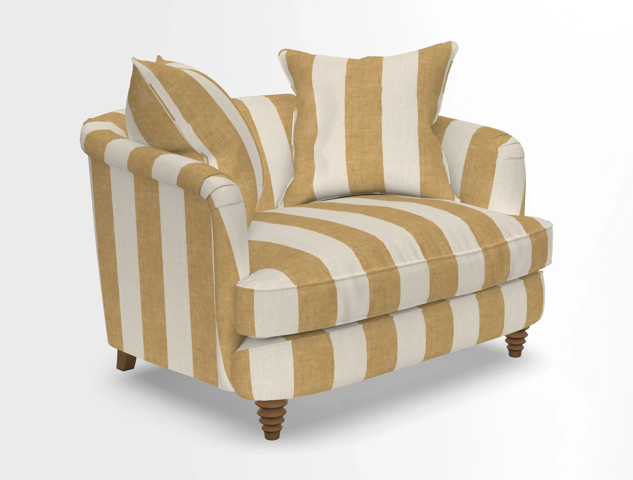 Helmsley Snuggler in V&A Threads of India Opulent Velvets Forest Creatures Hunter piping in Swiss Velvet Olive and scatter in Stockport Stripe Flame