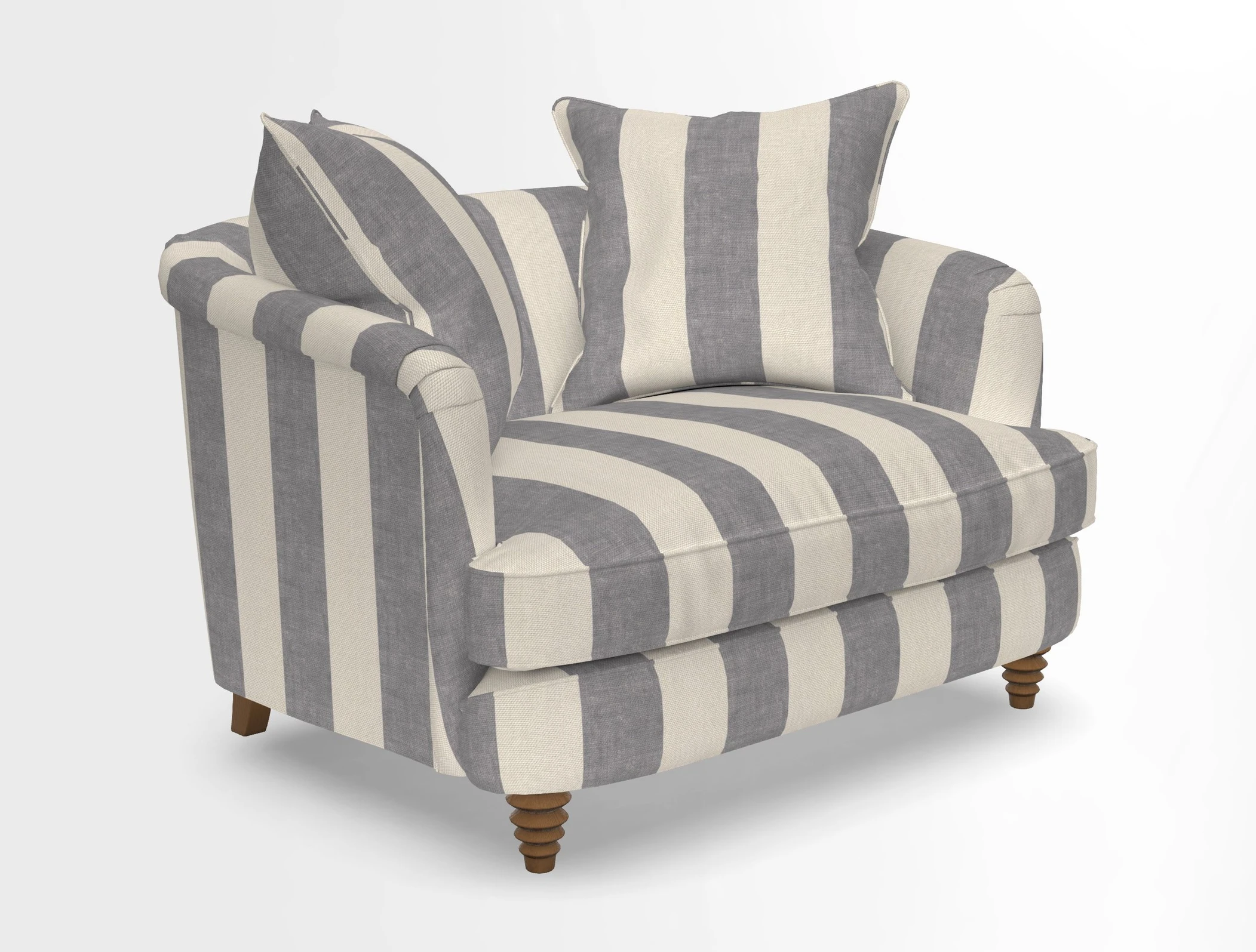 Helmsley Snuggler in V&A Threads of India Opulent Velvets Forest Creatures Hunter piping in Swiss Velvet Olive and scatter in Stockport Stripe Flame