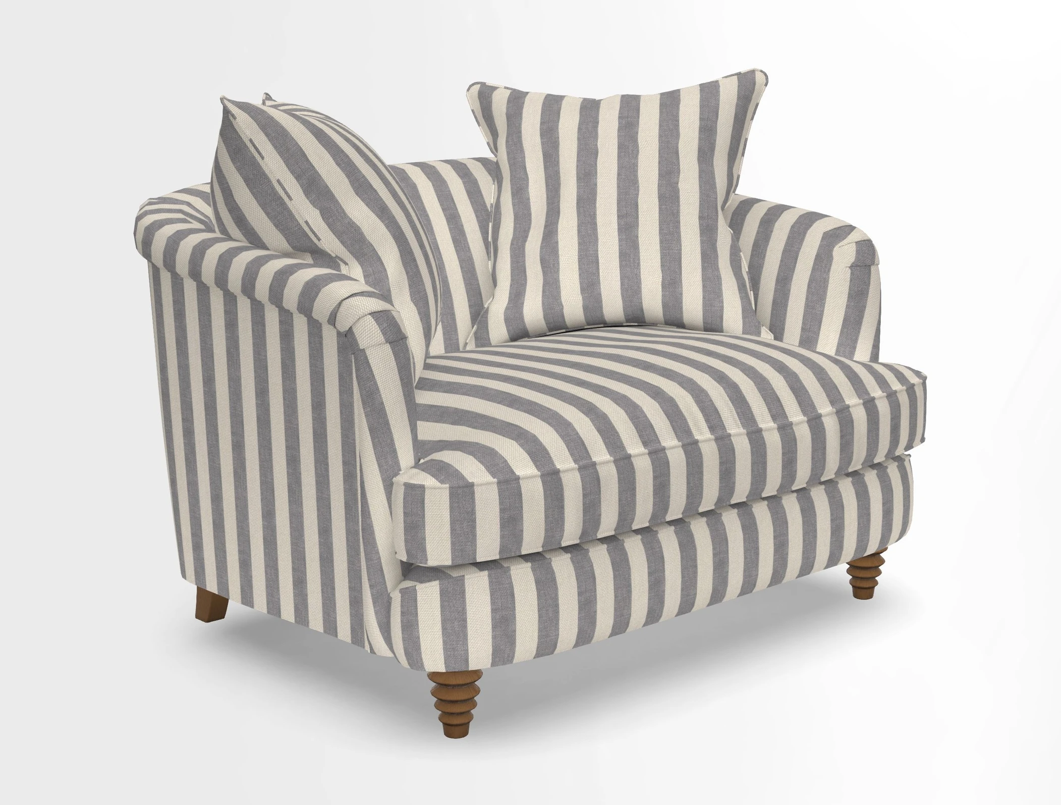 Helmsley Snuggler in V&A Threads of India Opulent Velvets Forest Creatures Hunter piping in Swiss Velvet Olive and scatter in Stockport Stripe Flame