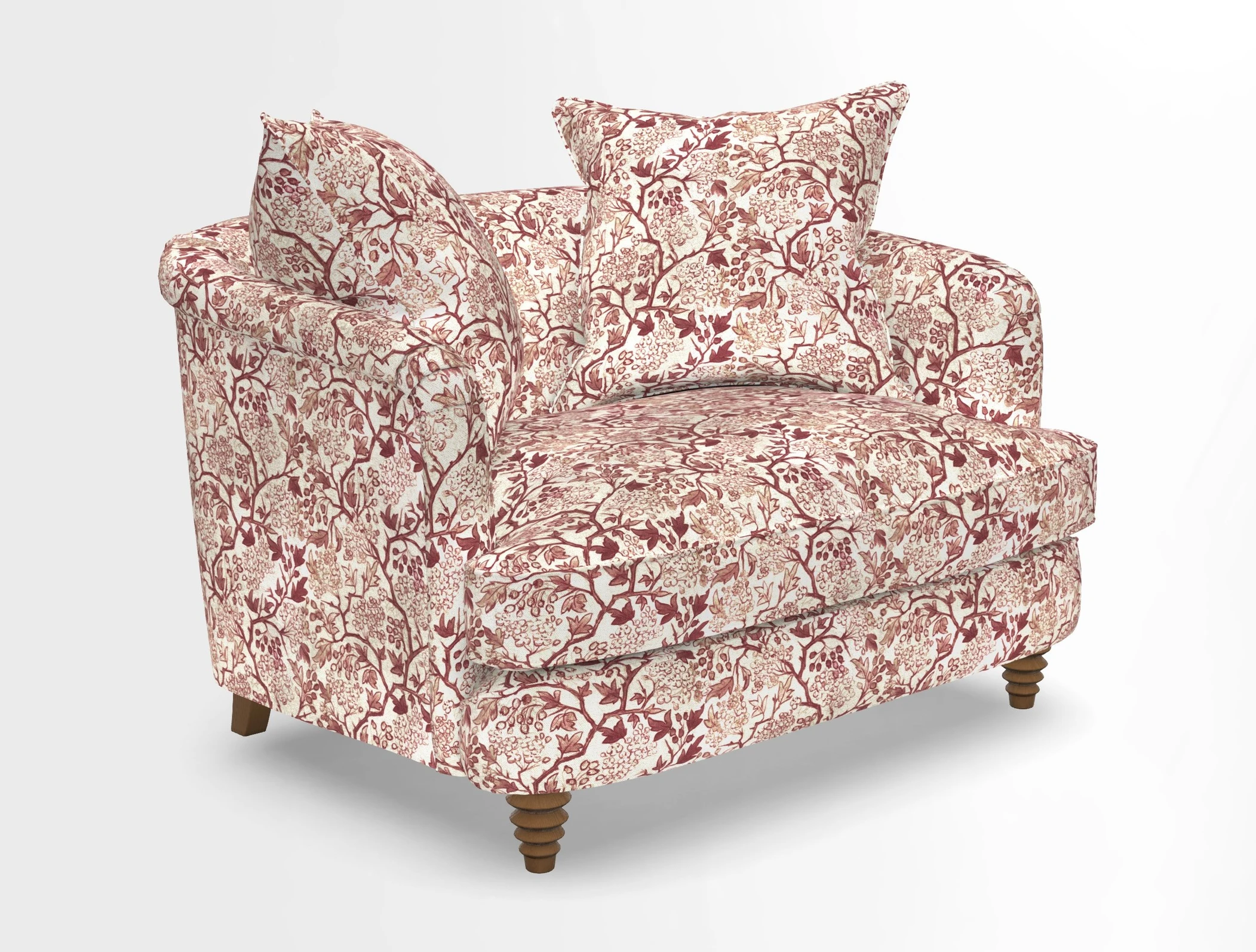Helmsley Snuggler in V&A Threads of India Opulent Velvets Forest Creatures Hunter piping in Swiss Velvet Olive and scatter in Stockport Stripe Flame
