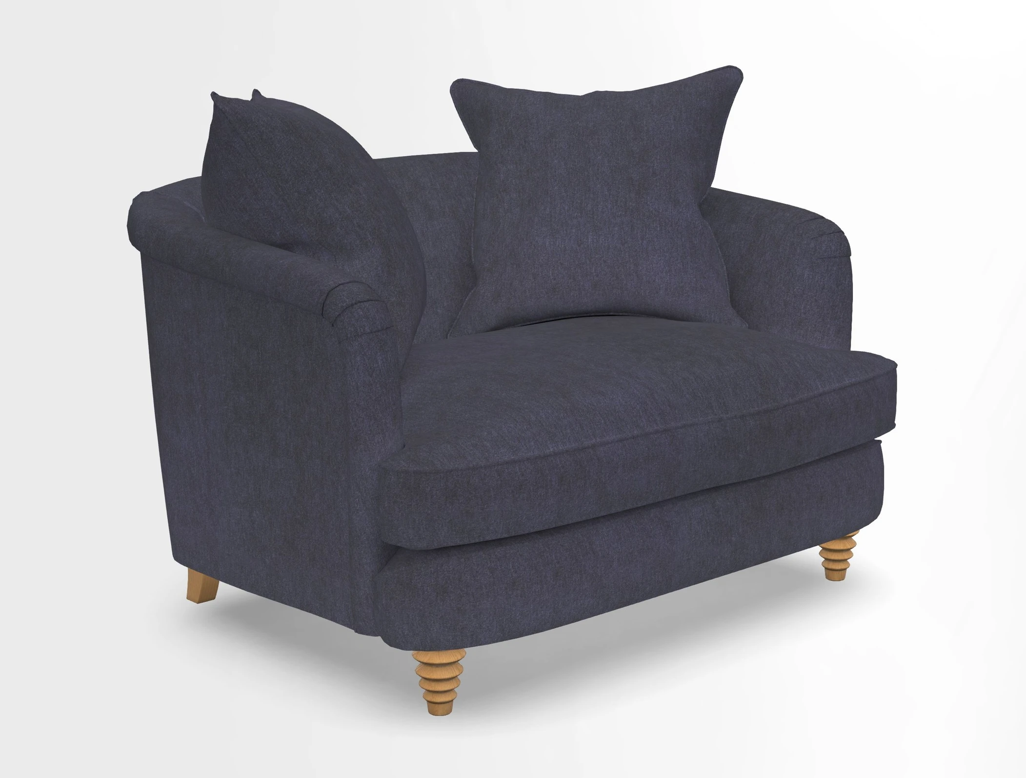Helmsley Snuggler in V&A Threads of India Opulent Velvets Forest Creatures Hunter piping in Swiss Velvet Olive and scatter in Stockport Stripe Flame