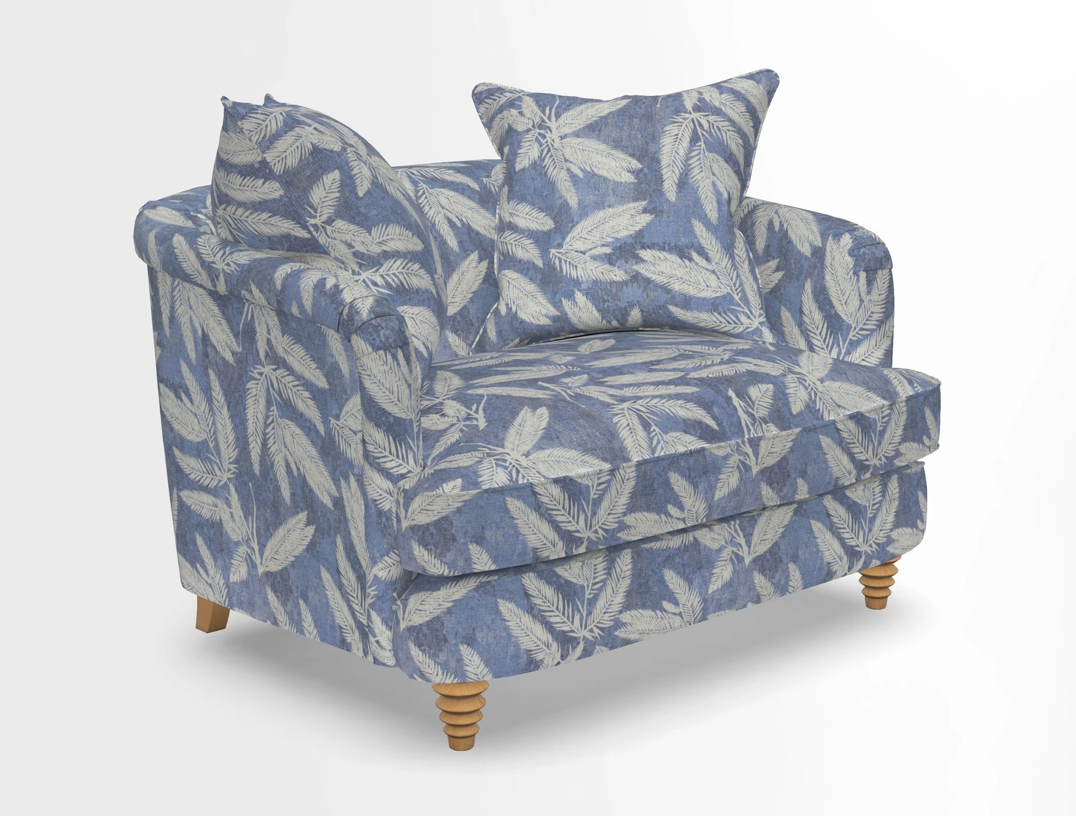 Helmsley Snuggler in V&A Threads of India Opulent Velvets Forest Creatures Hunter piping in Swiss Velvet Olive and scatter in Stockport Stripe Flame
