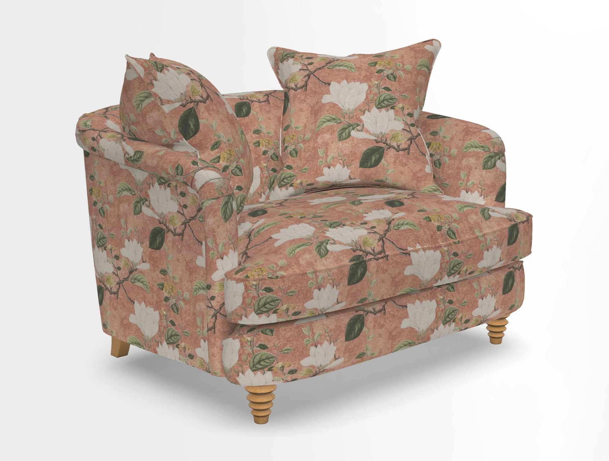 Helmsley Snuggler in V&A Threads of India Opulent Velvets Forest Creatures Hunter piping in Swiss Velvet Olive and scatter in Stockport Stripe Flame