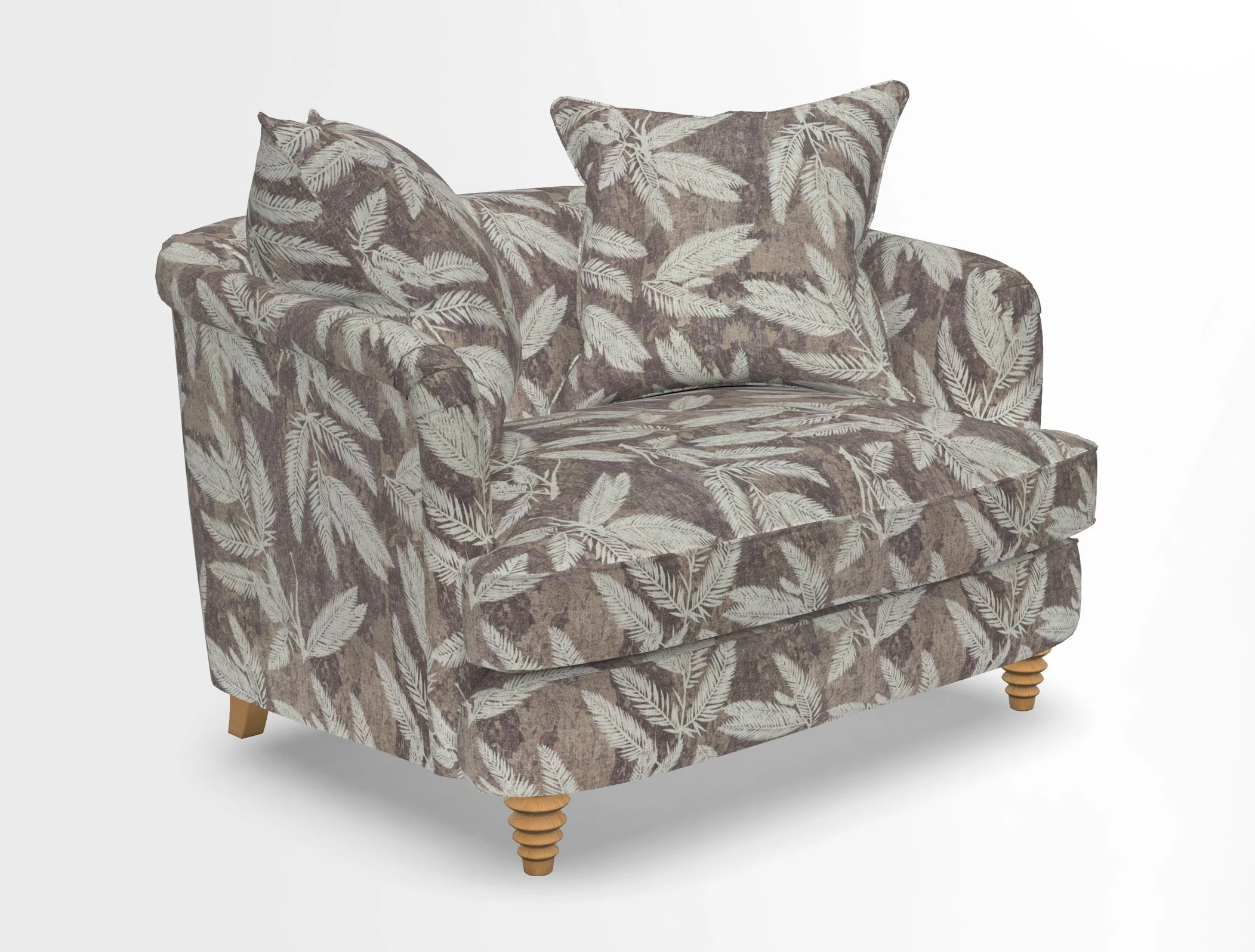 Helmsley Snuggler in V&A Threads of India Opulent Velvets Forest Creatures Hunter piping in Swiss Velvet Olive and scatter in Stockport Stripe Flame