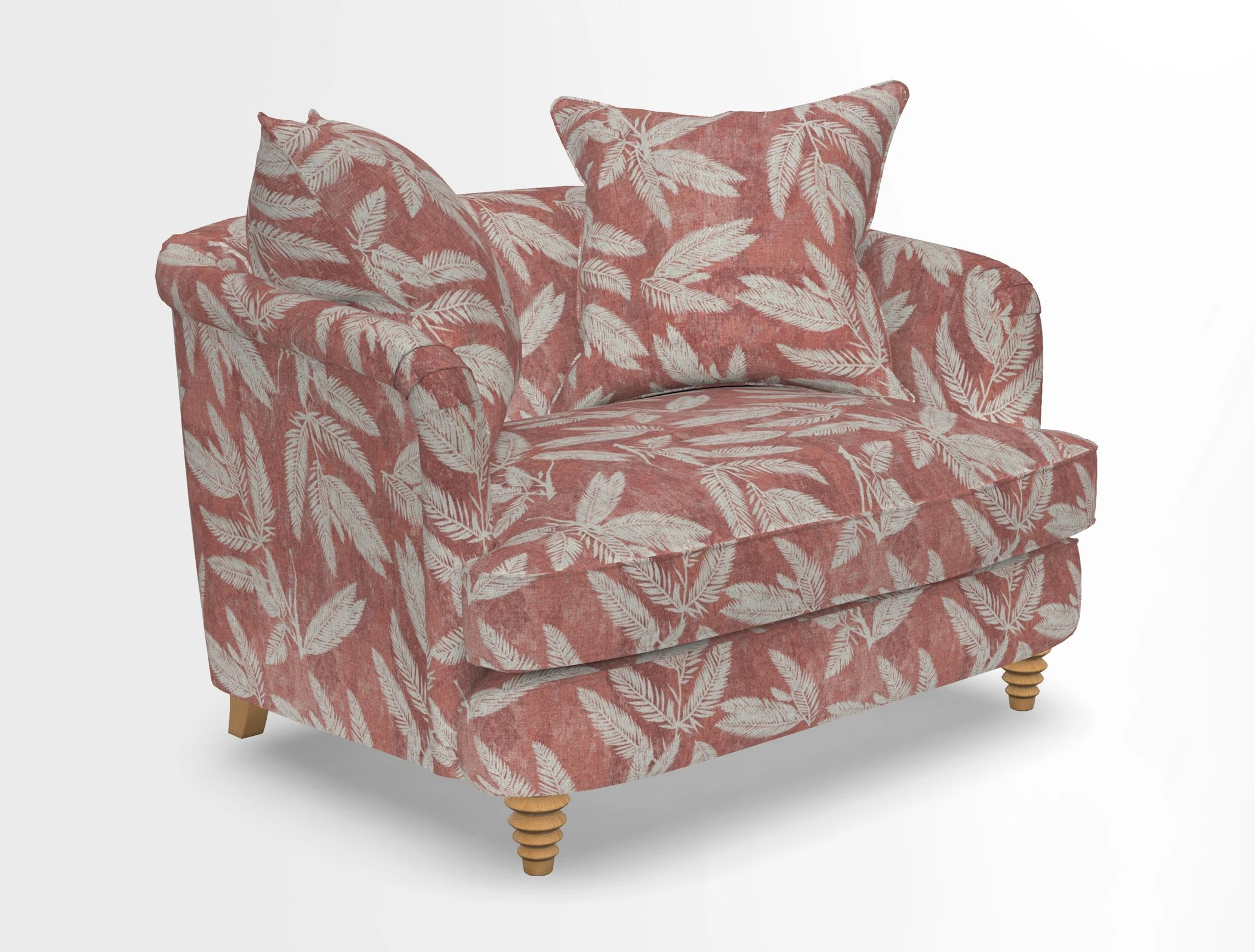 Helmsley Snuggler in V&A Threads of India Opulent Velvets Forest Creatures Hunter piping in Swiss Velvet Olive and scatter in Stockport Stripe Flame