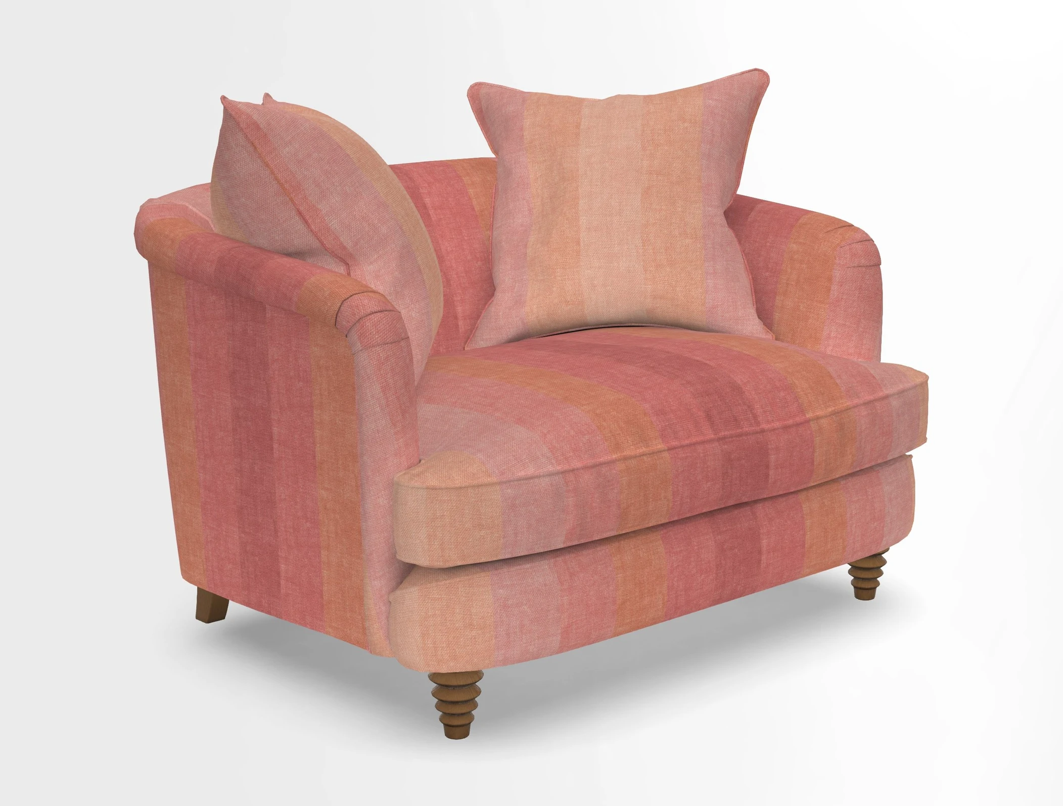 Helmsley Snuggler in V&A Threads of India Opulent Velvets Forest Creatures Hunter piping in Swiss Velvet Olive and scatter in Stockport Stripe Flame