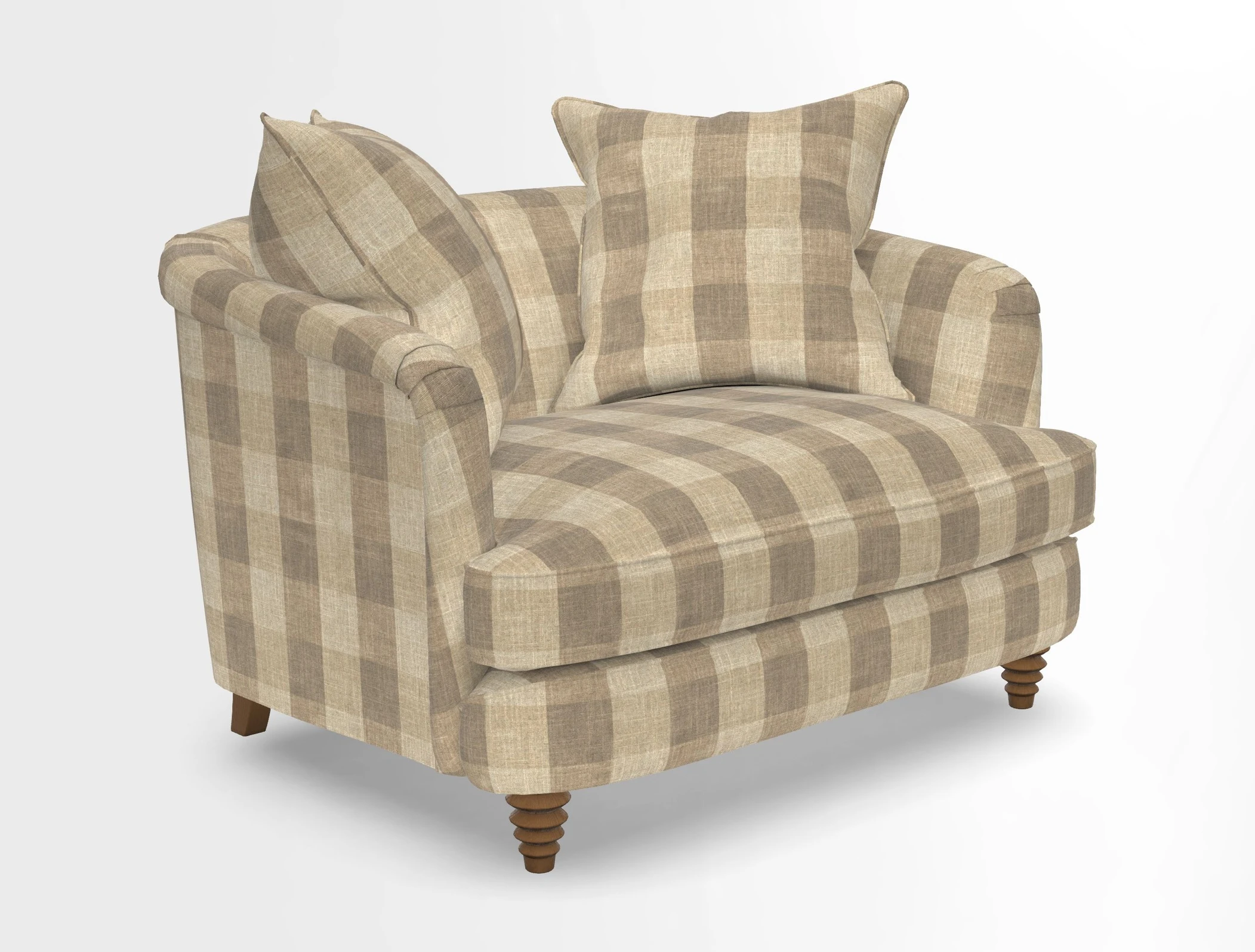 Helmsley Snuggler in V&A Threads of India Opulent Velvets Forest Creatures Hunter piping in Swiss Velvet Olive and scatter in Stockport Stripe Flame