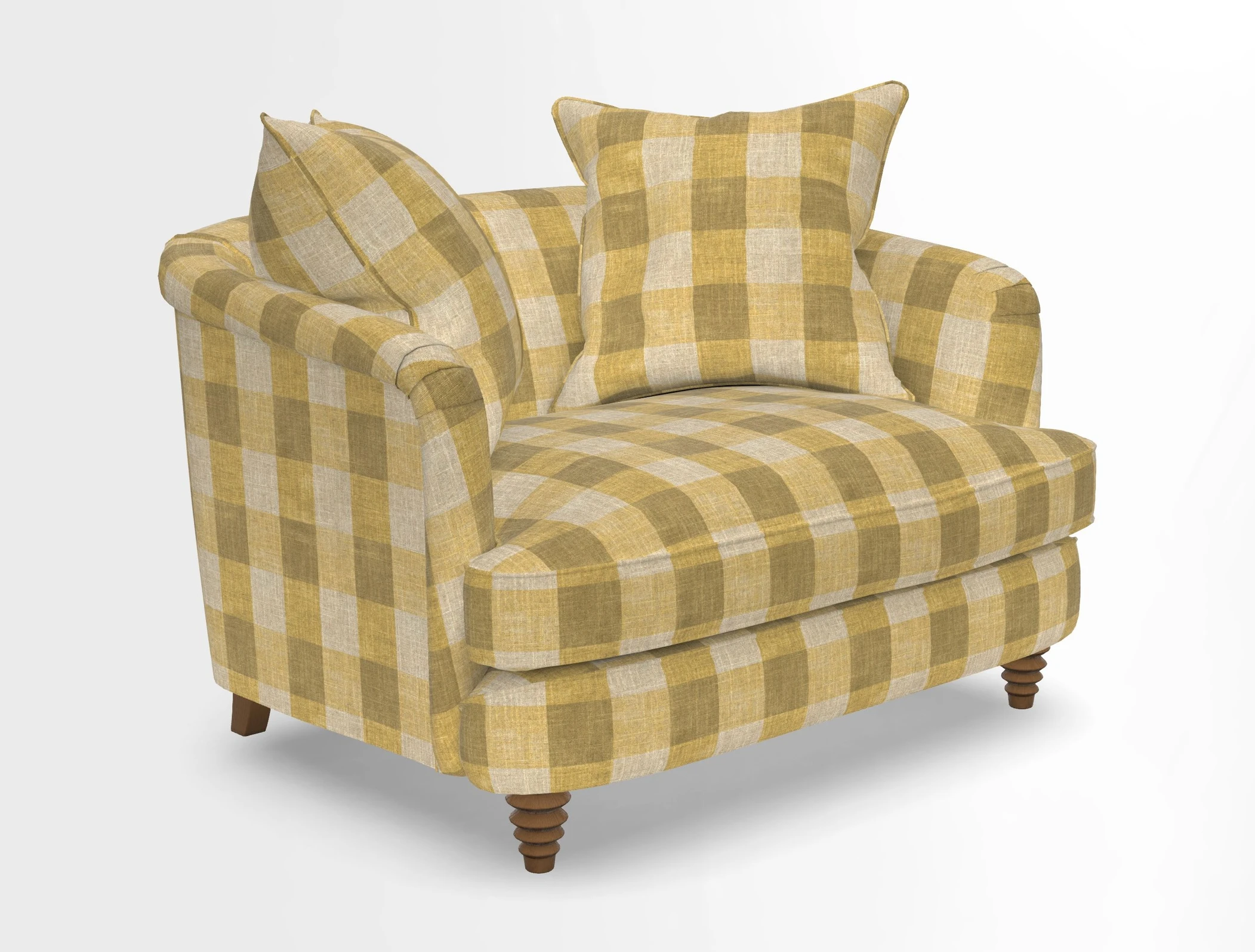 Helmsley Snuggler in V&A Threads of India Opulent Velvets Forest Creatures Hunter piping in Swiss Velvet Olive and scatter in Stockport Stripe Flame