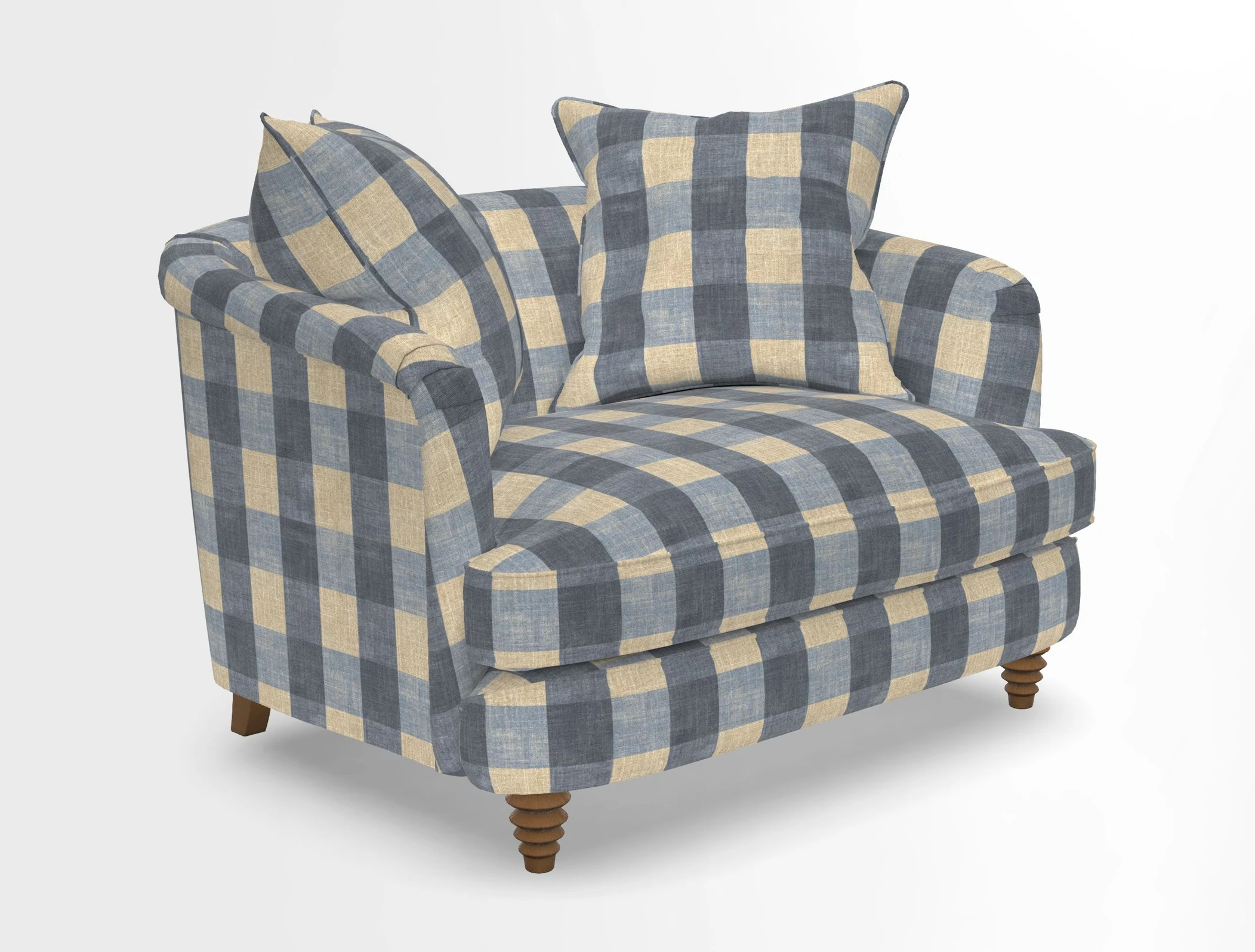 Helmsley Snuggler in V&A Threads of India Opulent Velvets Forest Creatures Hunter piping in Swiss Velvet Olive and scatter in Stockport Stripe Flame