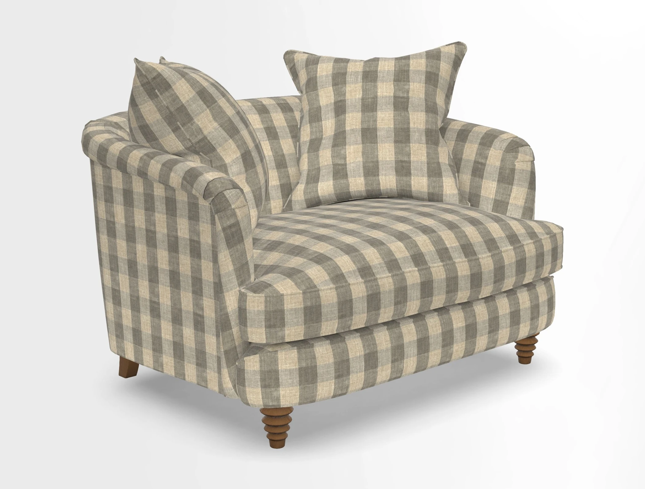 Helmsley Snuggler in V&A Threads of India Opulent Velvets Forest Creatures Hunter piping in Swiss Velvet Olive and scatter in Stockport Stripe Flame