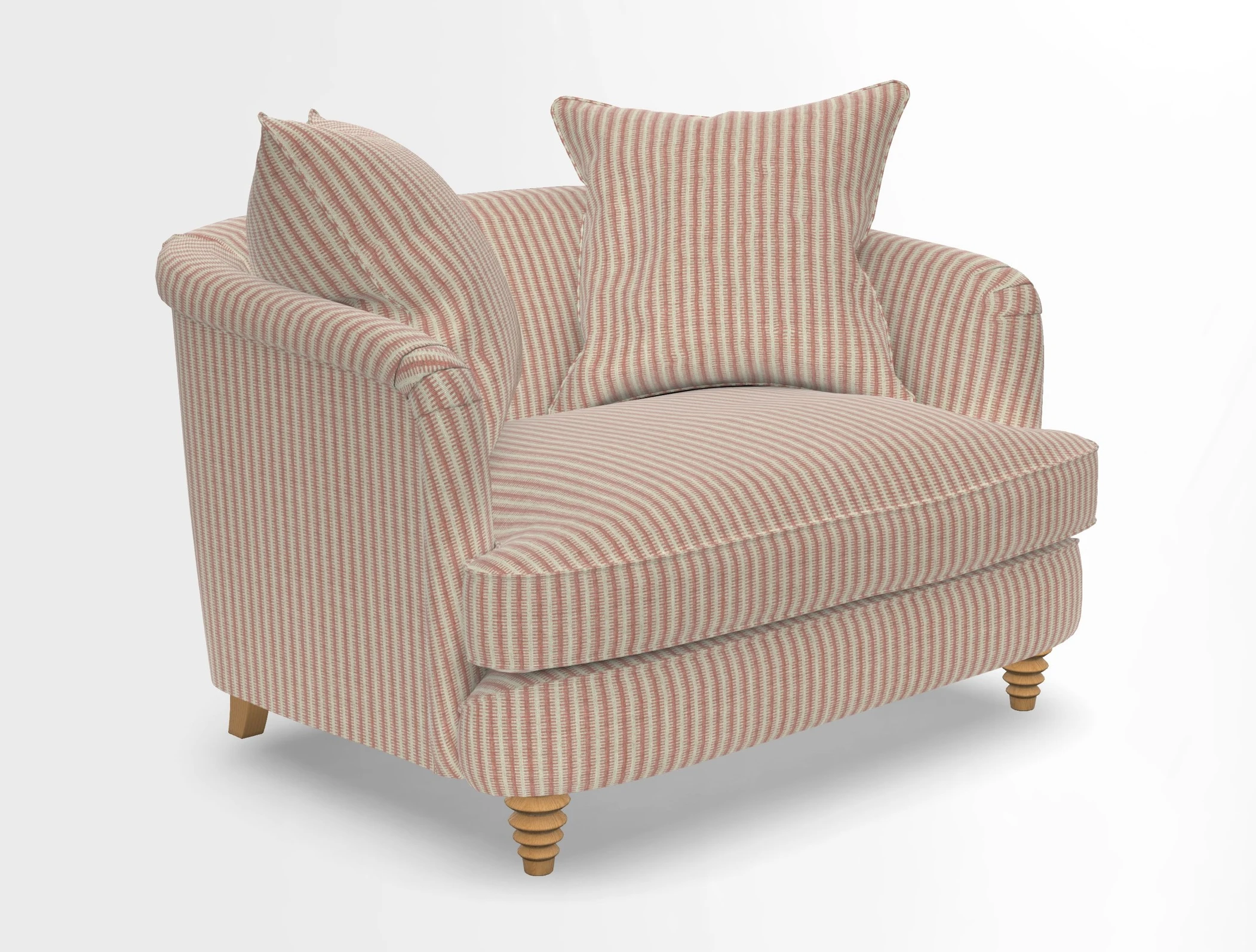 Helmsley Snuggler in V&A Threads of India Opulent Velvets Forest Creatures Hunter piping in Swiss Velvet Olive and scatter in Stockport Stripe Flame