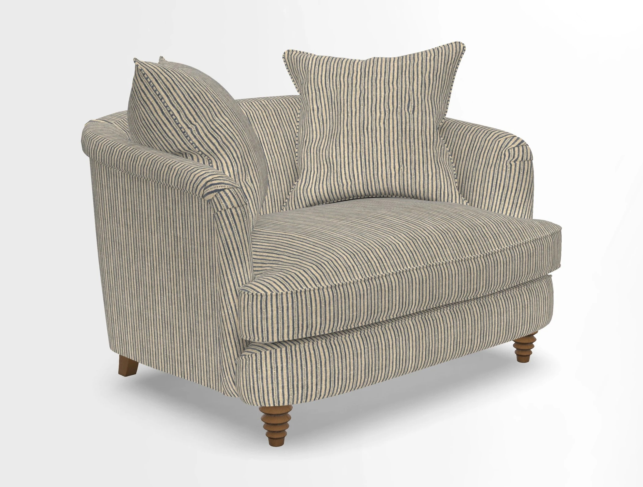 Helmsley Snuggler in V&A Threads of India Opulent Velvets Forest Creatures Hunter piping in Swiss Velvet Olive and scatter in Stockport Stripe Flame