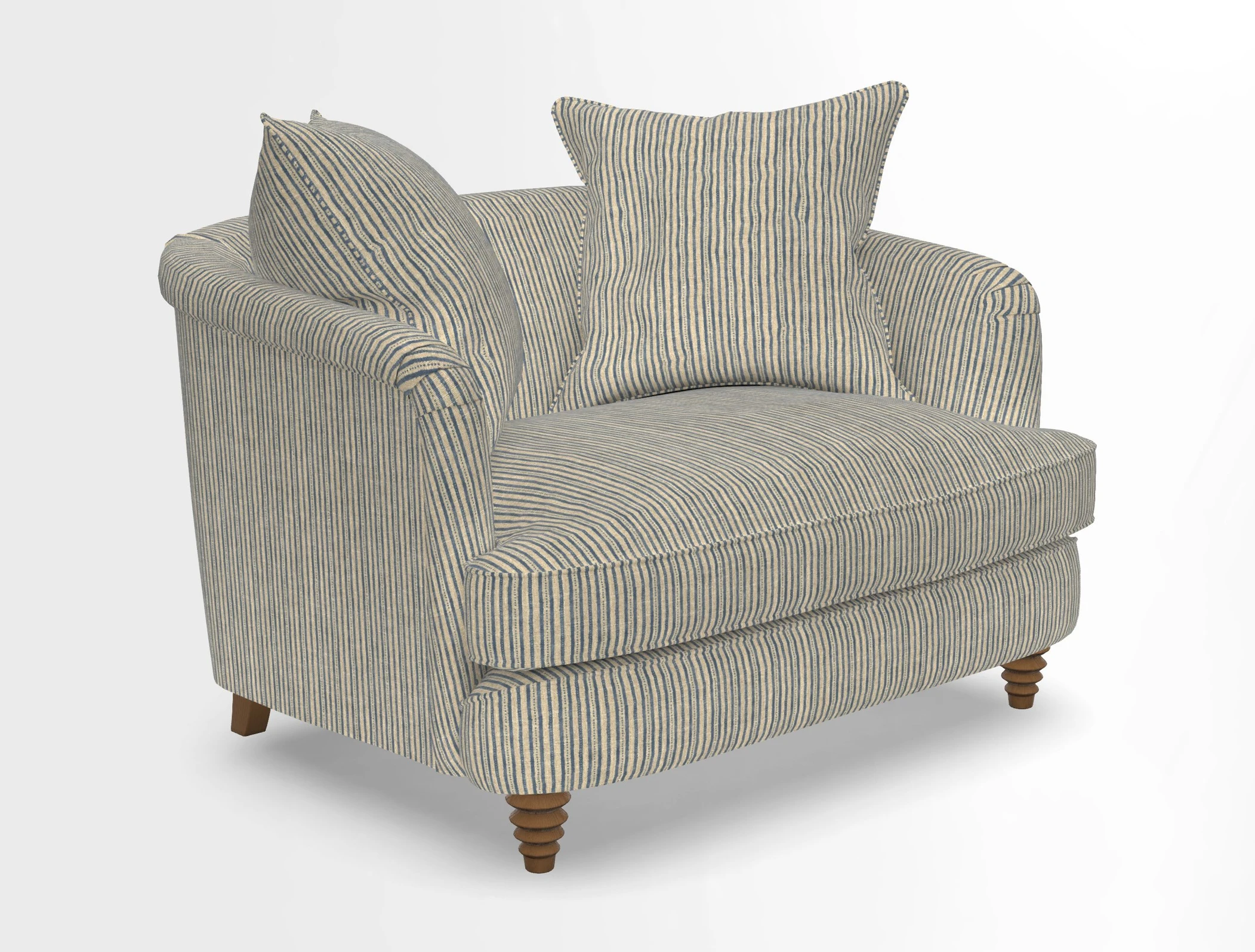 Helmsley Snuggler in V&A Threads of India Opulent Velvets Forest Creatures Hunter piping in Swiss Velvet Olive and scatter in Stockport Stripe Flame
