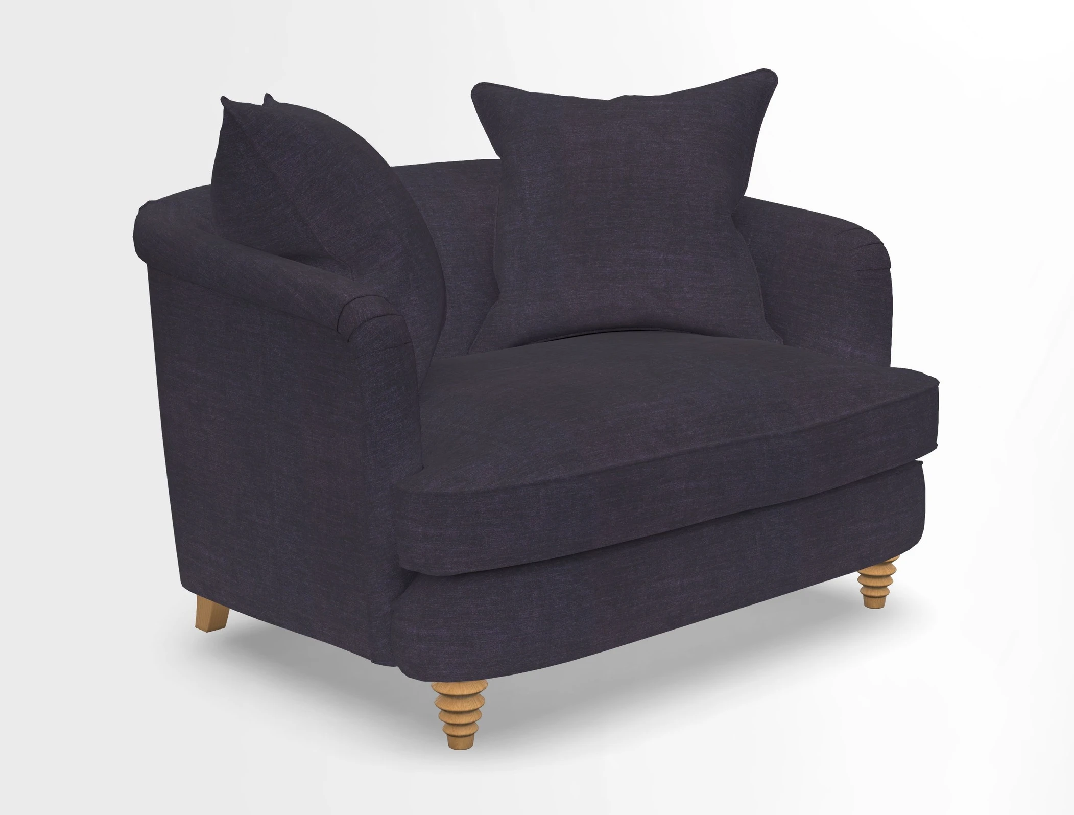 Helmsley Snuggler in V&A Threads of India Opulent Velvets Forest Creatures Hunter piping in Swiss Velvet Olive and scatter in Stockport Stripe Flame