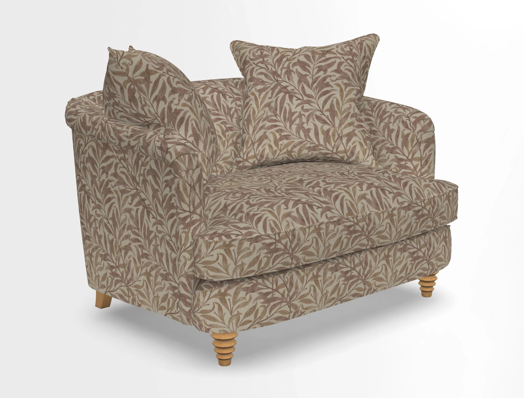 Helmsley Snuggler in V&A Threads of India Opulent Velvets Forest Creatures Hunter piping in Swiss Velvet Olive and scatter in Stockport Stripe Flame