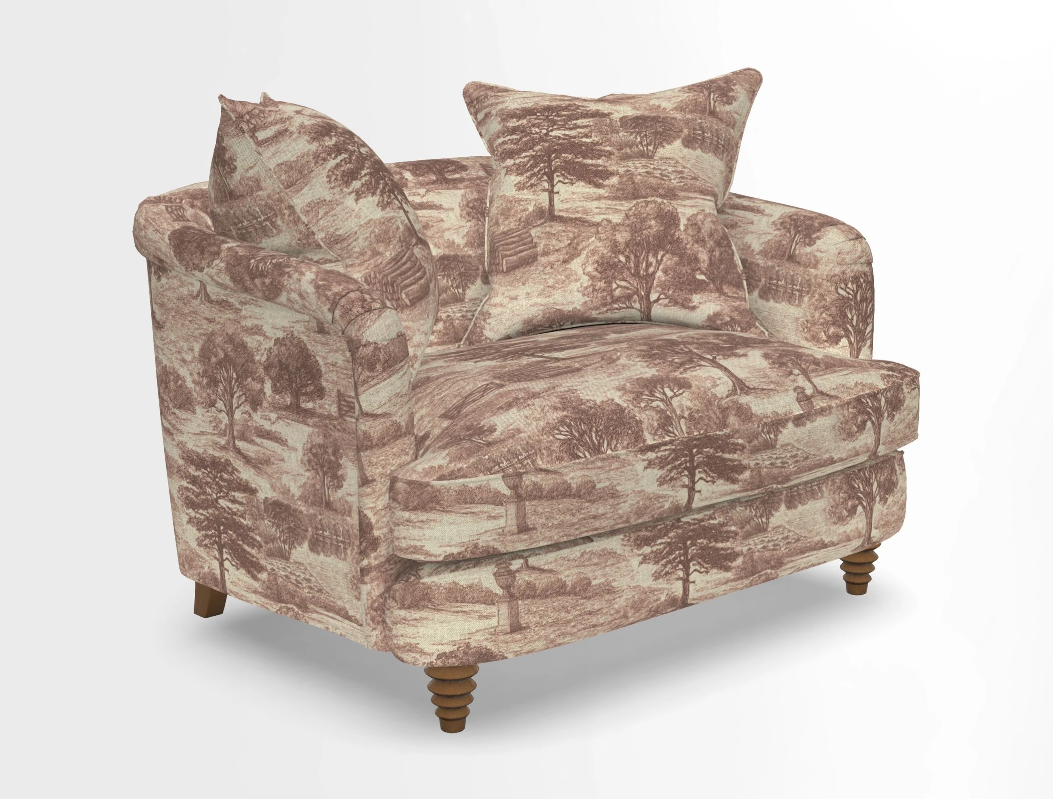 Helmsley Snuggler in V&A Threads of India Opulent Velvets Forest Creatures Hunter piping in Swiss Velvet Olive and scatter in Stockport Stripe Flame