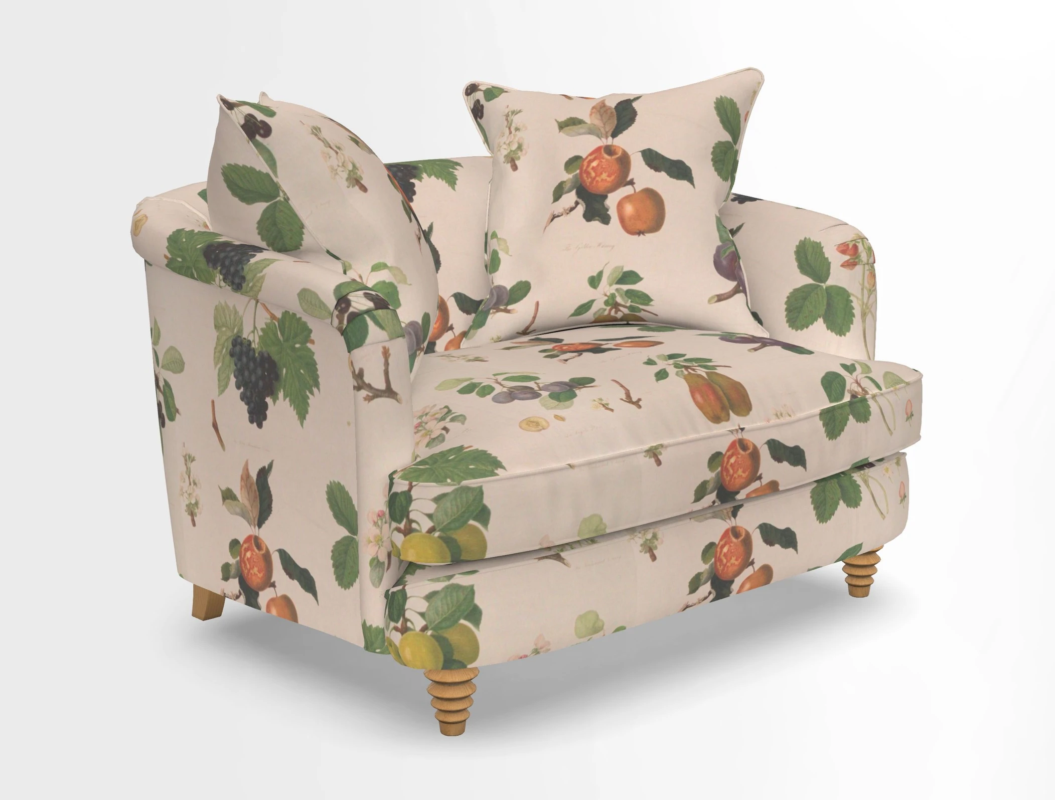 Helmsley Snuggler in V&A Threads of India Opulent Velvets Forest Creatures Hunter piping in Swiss Velvet Olive and scatter in Stockport Stripe Flame