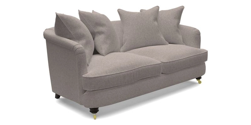 Helmsley Sofa in Mohair Velvet Fir Green with Seat and Back Cushions in RHS Collection Trailing Vine Olive and Small Trailing Ivy Olive