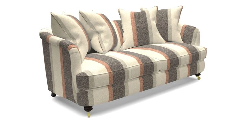 Helmsley 3 Seater Sofa in Mohair Velvet Fir Green with Seat and Back Cushions in RHS Collection Trailing Vine Olive and Small Trailing Ivy Olive