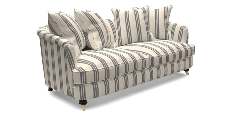 Helmsley 3 Seater Sofa in Mohair Velvet Fir Green with Seat and Back Cushions in RHS Collection Trailing Vine Olive and Small Trailing Ivy Olive