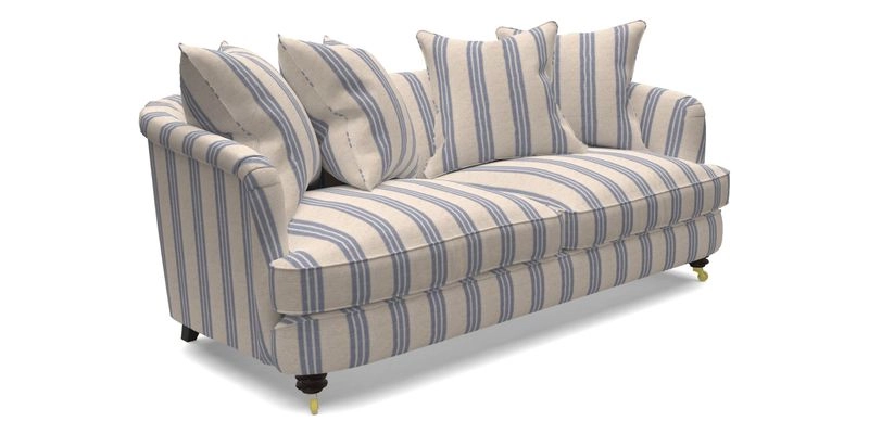 Helmsley 3 Seater Sofa in Mohair Velvet Fir Green with Seat and Back Cushions in RHS Collection Trailing Vine Olive and Small Trailing Ivy Olive