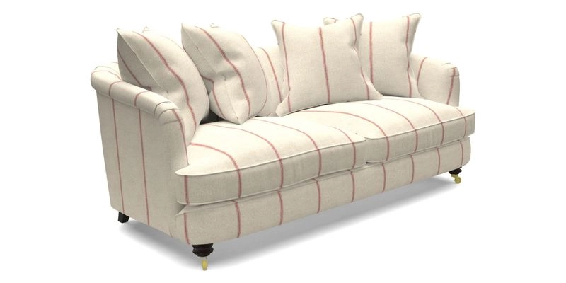 Helmsley 3 Seater Sofa in Mohair Velvet Fir Green with Seat and Back Cushions in RHS Collection Trailing Vine Olive and Small Trailing Ivy Olive