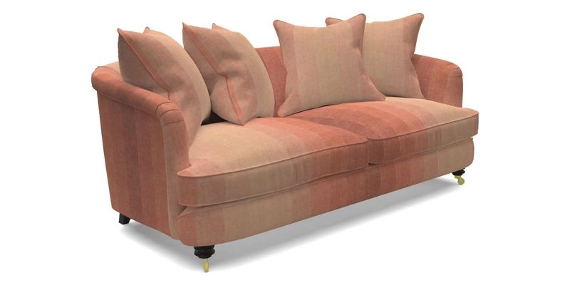 Helmsley 3 Seater Sofa in Mohair Velvet Fir Green with Seat and Back Cushions in RHS Collection Trailing Vine Olive and Small Trailing Ivy Olive