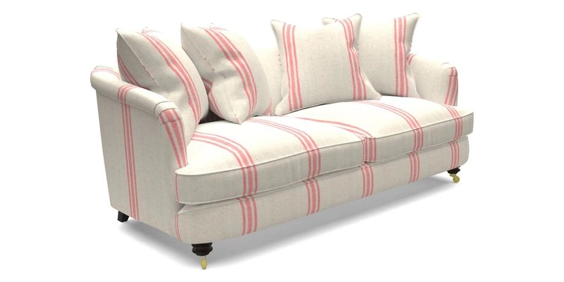 Helmsley 3 Seater Sofa in Mohair Velvet Fir Green with Seat and Back Cushions in RHS Collection Trailing Vine Olive and Small Trailing Ivy Olive