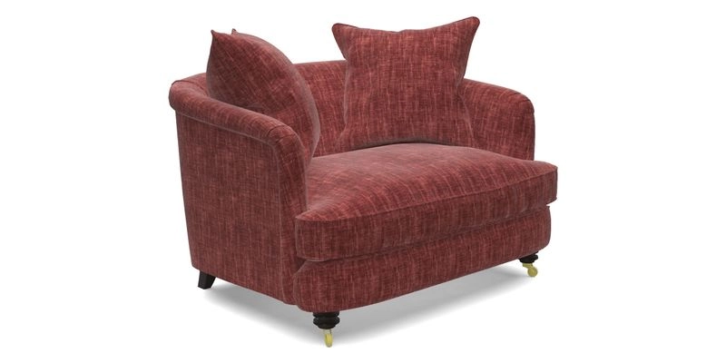 Helmsley Snuggler in V&A Threads of India Opulent Velvets Forest Creatures Hunter piping in Swiss Velvet Olive and scatter in Stockport Stripe Flame