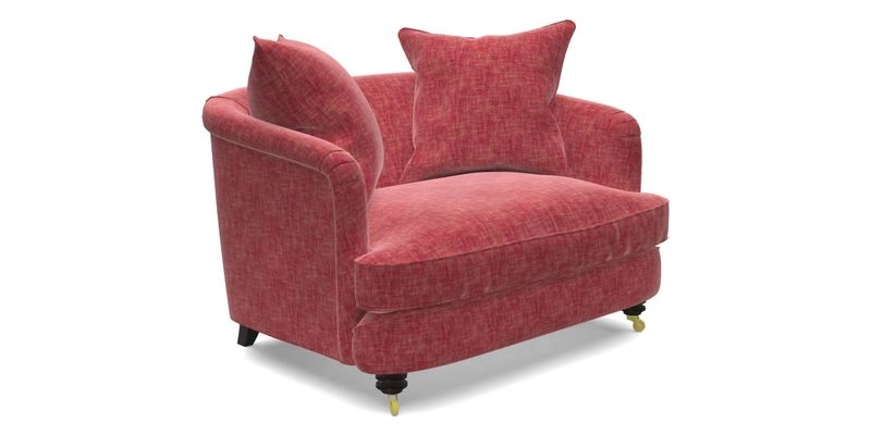 Helmsley Snuggler in V&A Threads of India Opulent Velvets Forest Creatures Hunter piping in Swiss Velvet Olive and scatter in Stockport Stripe Flame