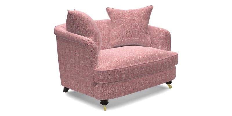 Helmsley Snuggler in V&A Threads of India Opulent Velvets Forest Creatures Hunter piping in Swiss Velvet Olive and scatter in Stockport Stripe Flame