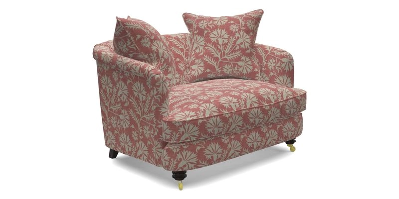 Helmsley Snuggler in V&A Threads of India Opulent Velvets Forest Creatures Hunter piping in Swiss Velvet Olive and scatter in Stockport Stripe Flame